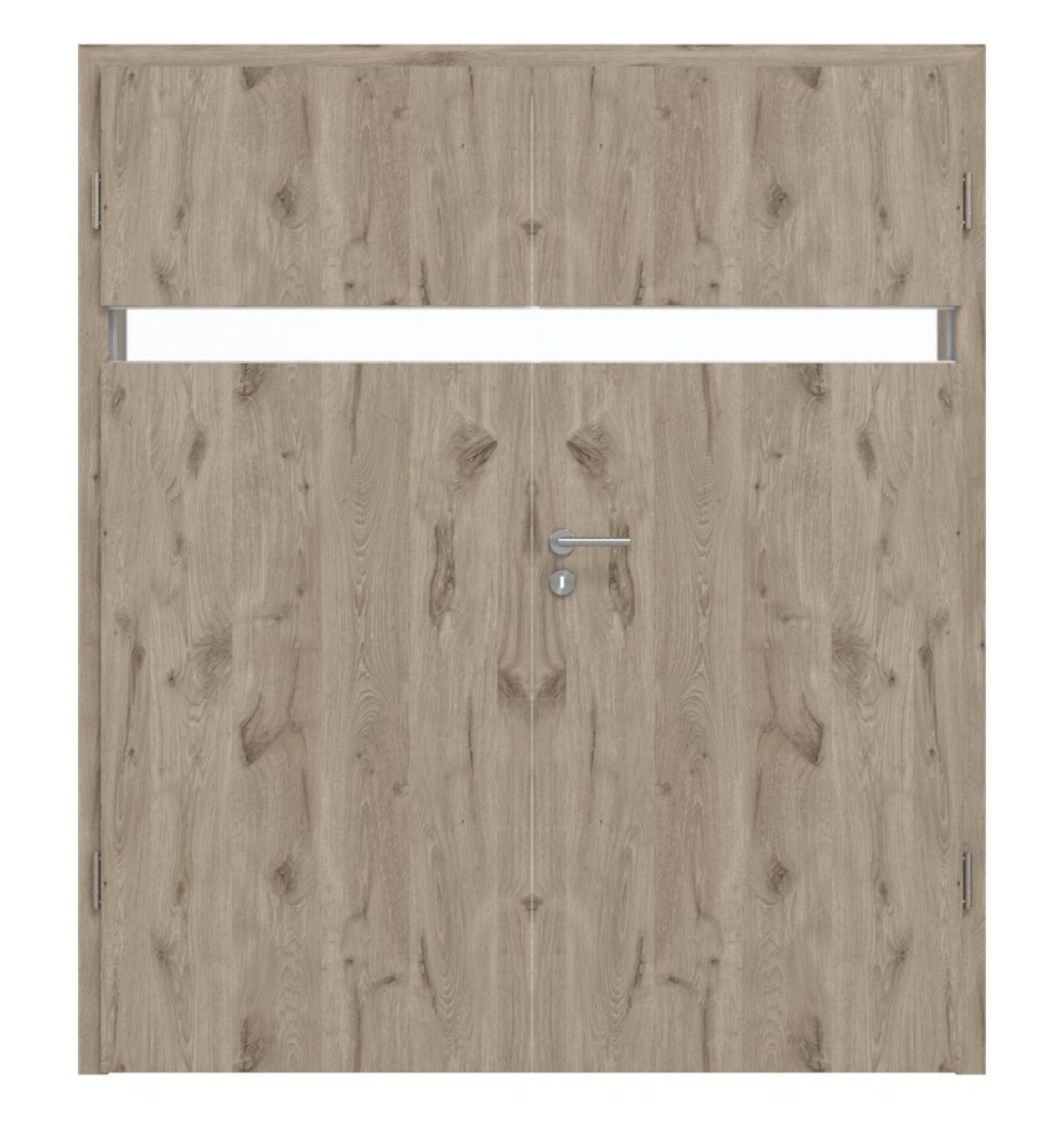 HÖRMANN Doppelflügeltür Pure 1 Nordeiche Duradecor DesignLine mit Lichtausschnitt quer mit Zarge