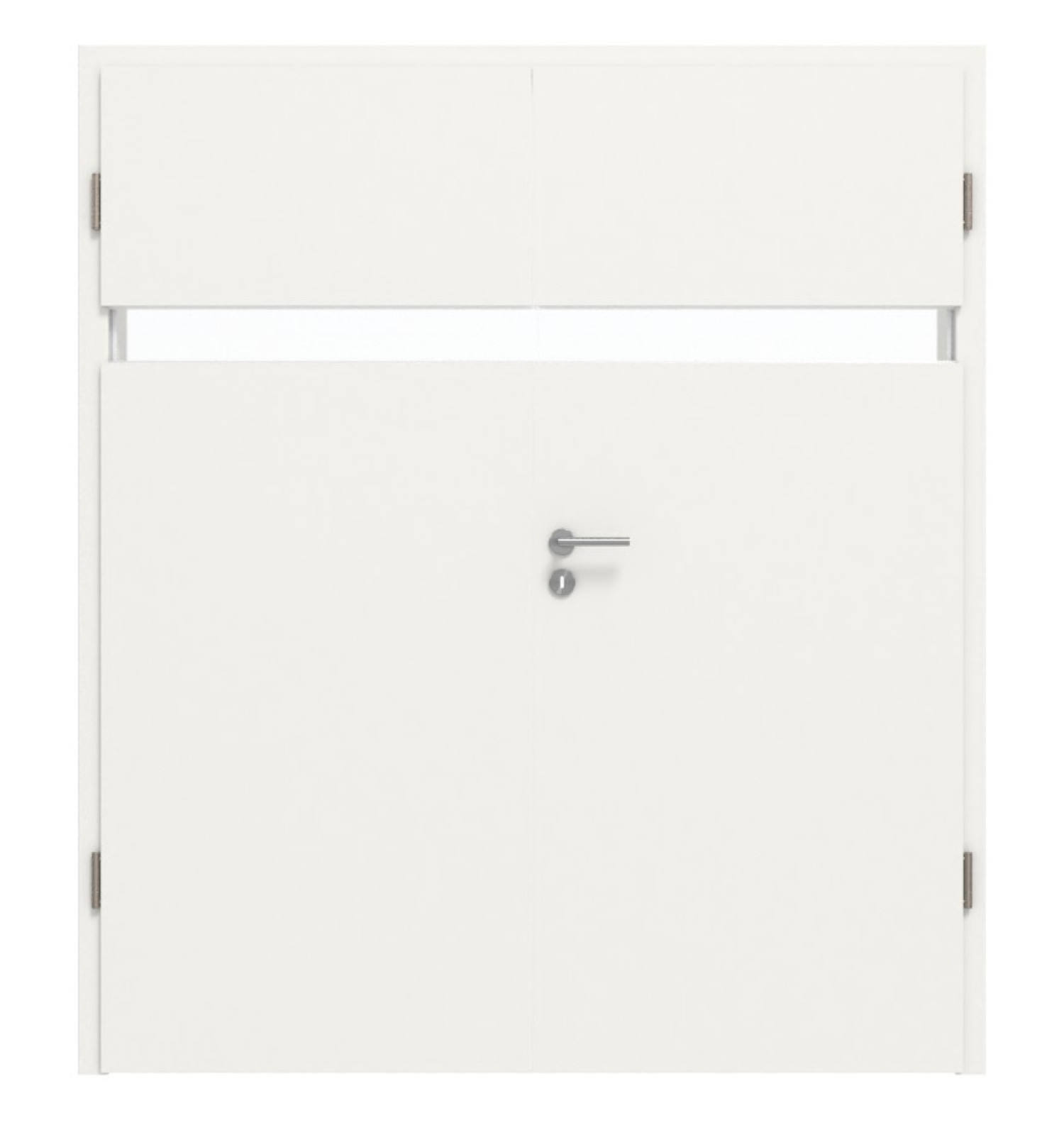 HÖRMANN Doppelflügeltür Pure 1 Weißlack DesignLine mit Lichtausschnitt quer mit Zarge