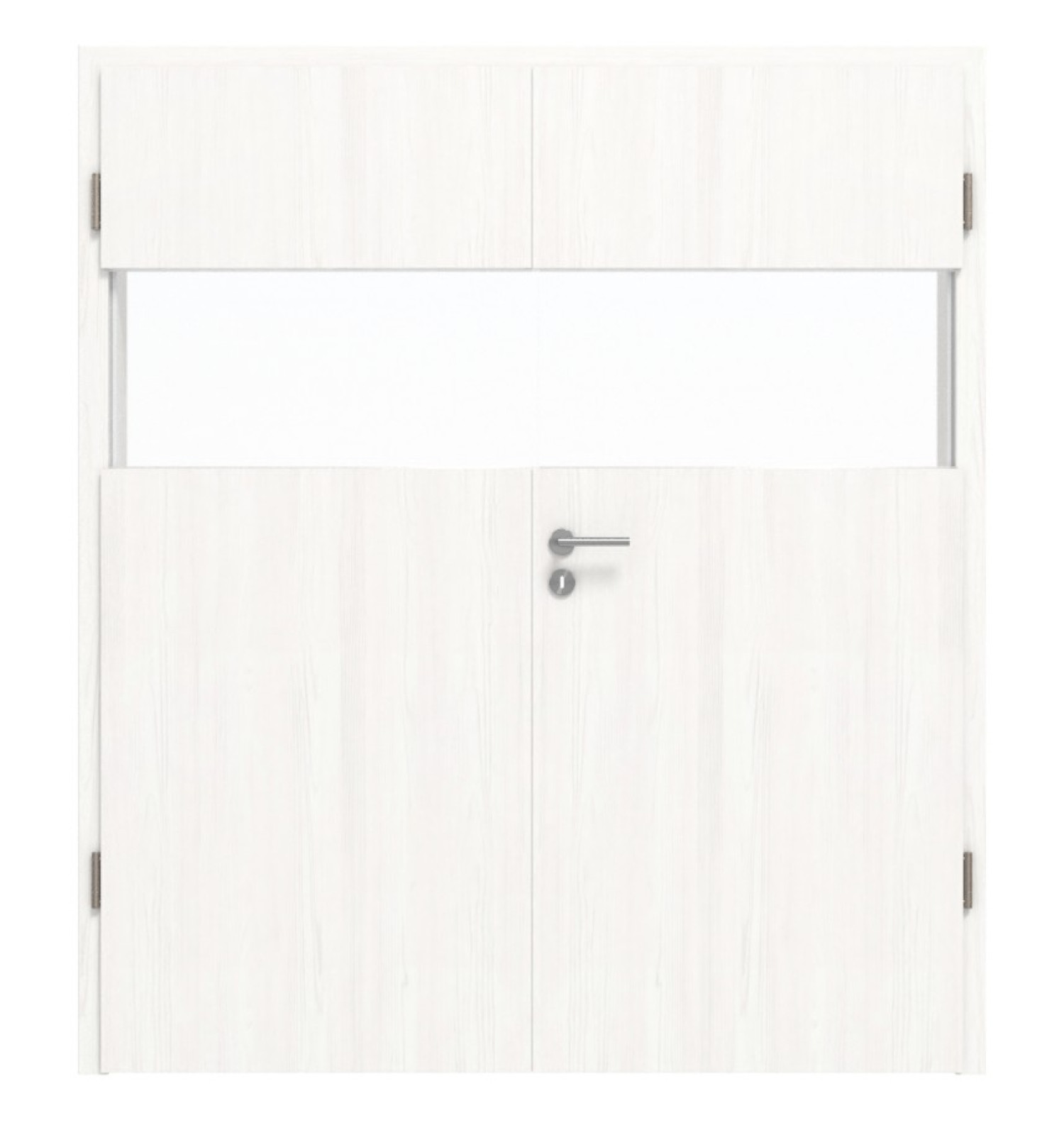 HÖRMANN Doppelflügeltür Pure 2 Gebürstetes Weiß Duradecor DesignLine mit Lichtausschnitt quer mit Zarge