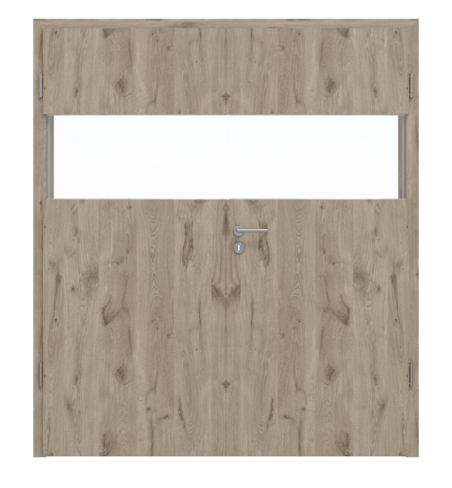 HÖRMANN Doppelflügeltür Pure 2 Nordeiche Duradecor DesignLine mit Lichtausschnitt quer mit Zarge