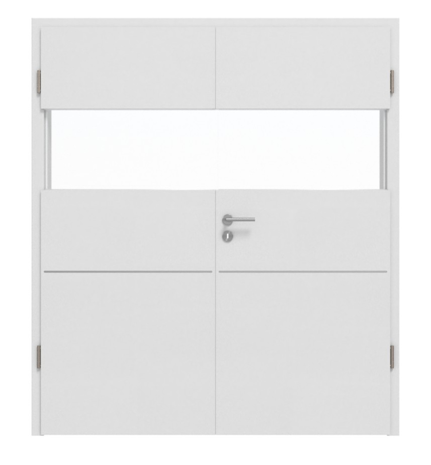 HÖRMANN Doppelflügeltür Pure 2 Bütte Weiß Duradecor DesignLine mit Lichtausschnitt quer mit bündiger Lisene Plain 79-7 mit Zarge