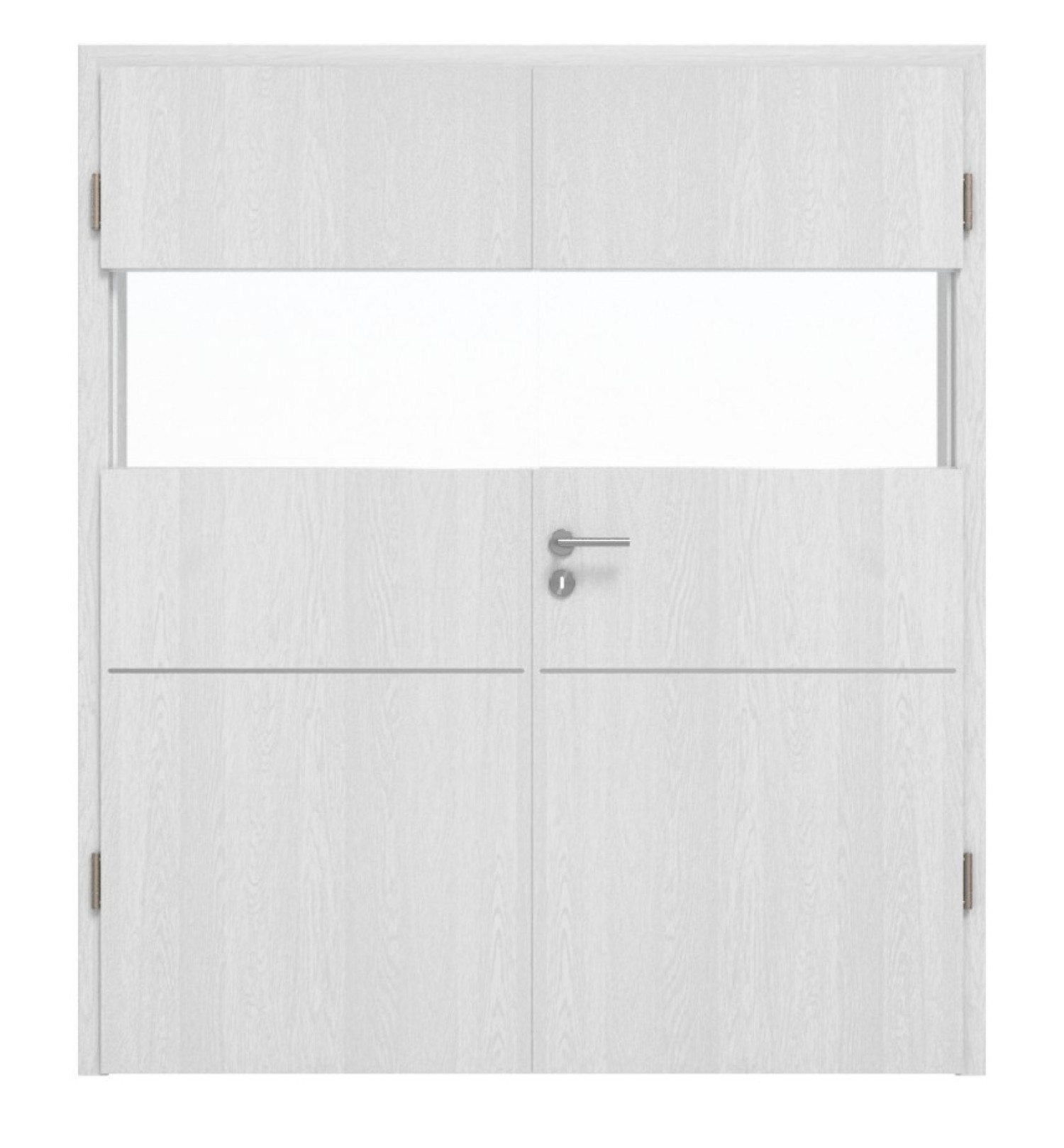 HÖRMANN Doppelflügeltür Pure 2 Eiche Weiß Duradecor DesignLine mit Lichtausschnitt quer mit bündiger Lisene Plain 79-7 mit Zarge