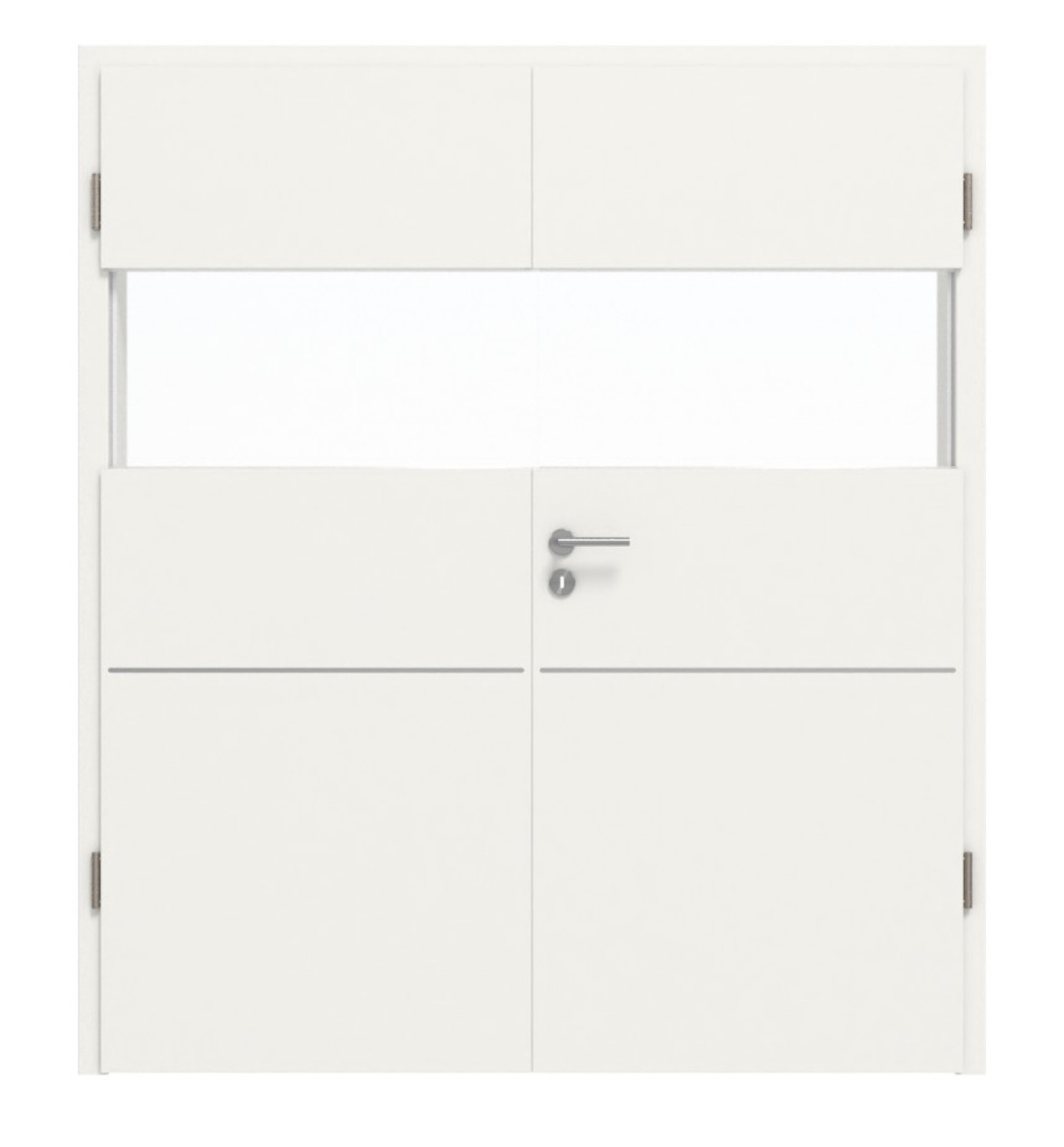 HÖRMANN Doppelflügeltür Pure 2 Verkehrsweiß RAL 9016 Duradecor DesignLine mit Lichtausschnitt quer mit bündiger Lisene Plain 79-7 mit Zarge