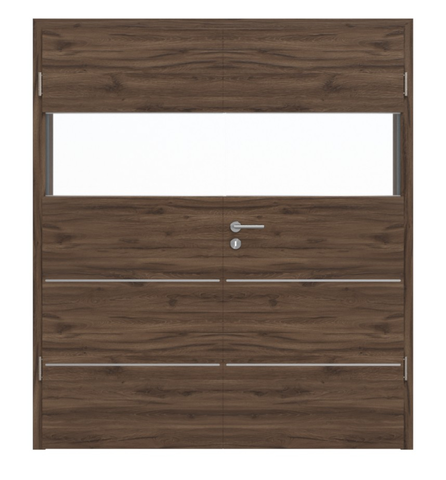 HÖRMANN Doppelflügeltür Pure 2 Alpineiche quer Duradecor DesignLine mit Lichtausschnitt quer mit bündiger Lisene Plain 80-7 mit Zarge