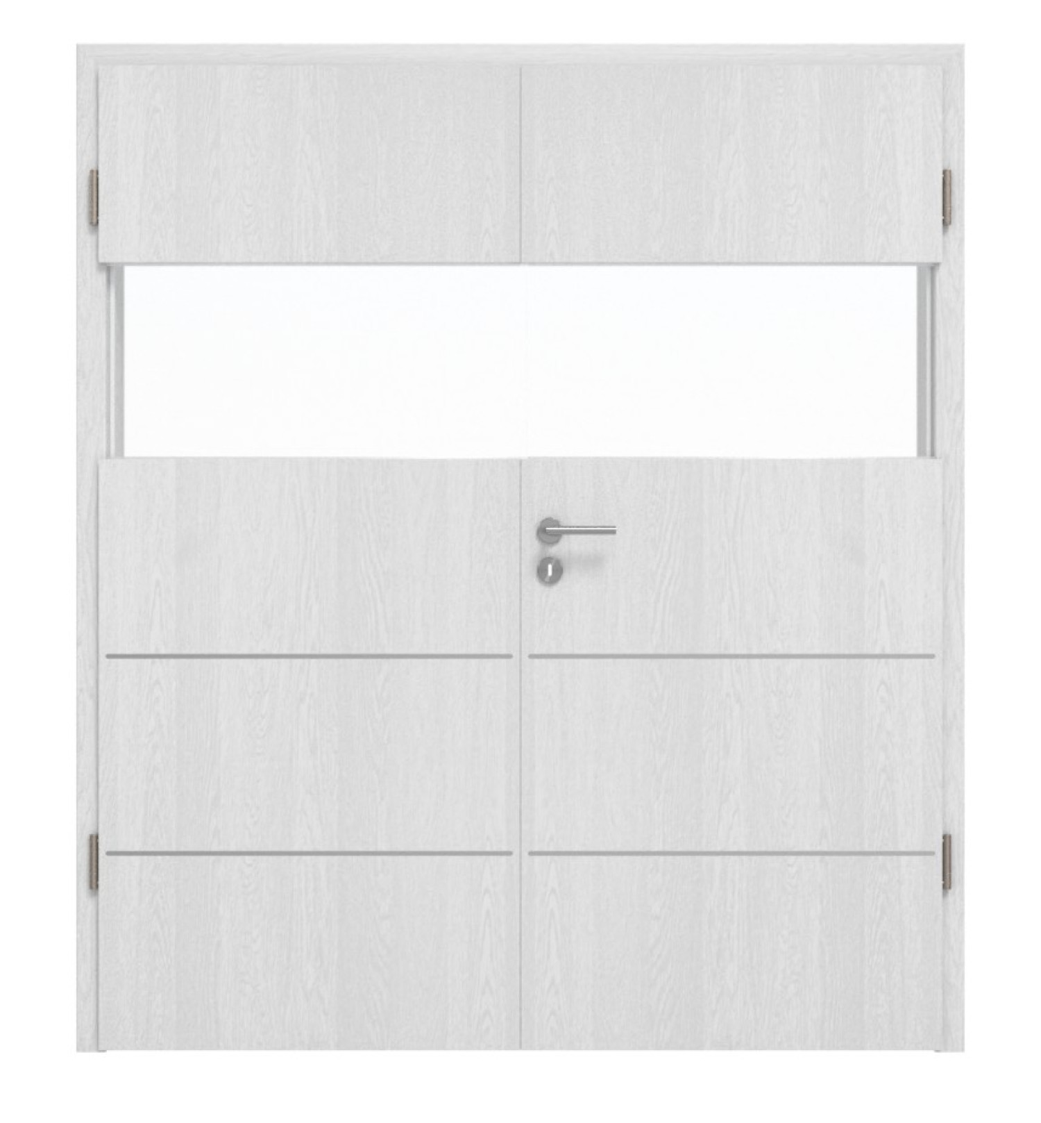 HÖRMANN Doppelflügeltür Pure 2 Eiche Weiß Duradecor DesignLine mit Lichtausschnitt quer mit bündiger Lisene Plain 80-7 mit Zarge