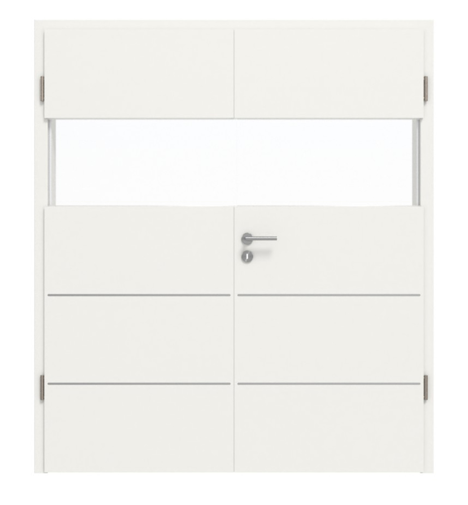 HÖRMANN Doppelflügeltür Pure 2 Verkehrsweiß RAL 9016 Duradecor DesignLine mit Lichtausschnitt quer mit bündiger Lisene Plain 80-7 mit Zarge