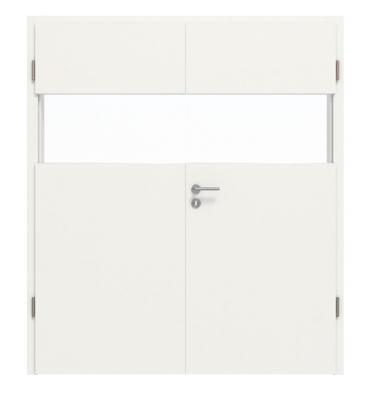 HÖRMANN Doppelflügeltür Pure 2 Verkehrsweiß RAL 9016 Duradecor DesignLine mit Lichtausschnitt quer mit Zarge