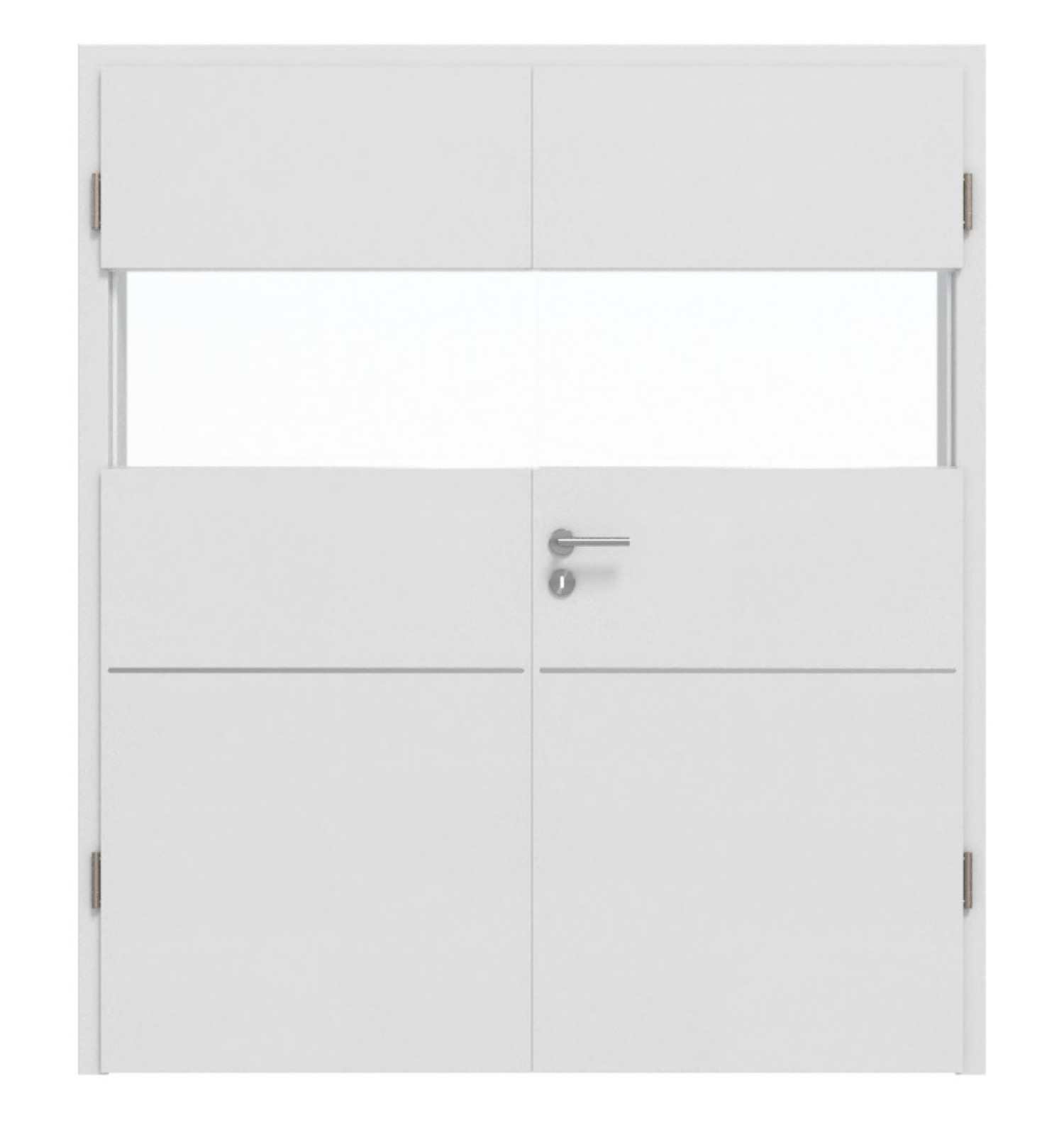 HÖRMANN Doppelflügeltür Pure 2 Bütte Weiß Duradecor DesignLine mit Lichtausschnitt quer mit Lisene Steel 79 mit Zarge