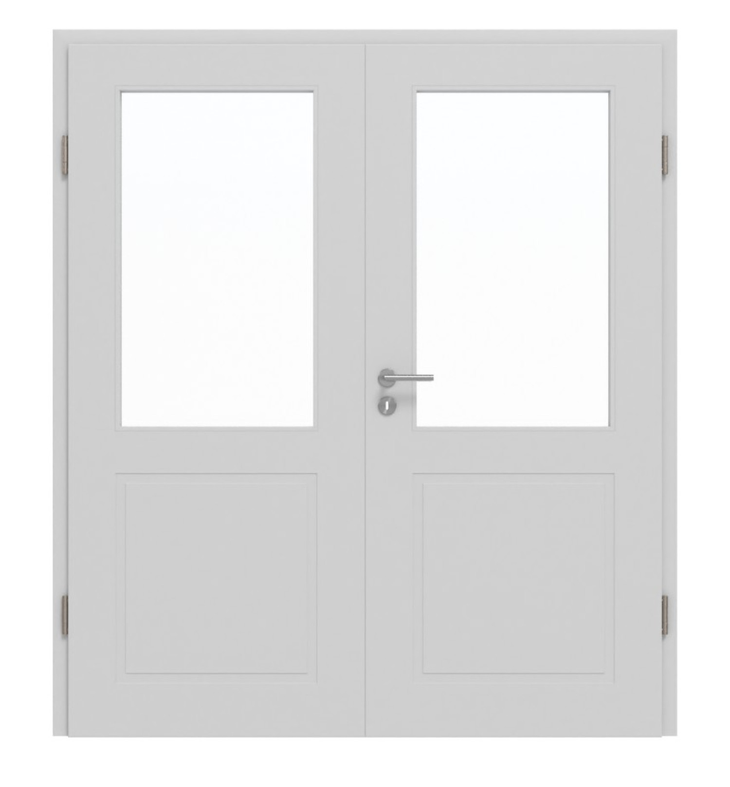 JELD-WEN Doppelflügeltür Shape 2F/3F Nickelgrau ähnl. RAL 7047 ExpertLack mit Lichtausschnitt LA-1G mit Zarge