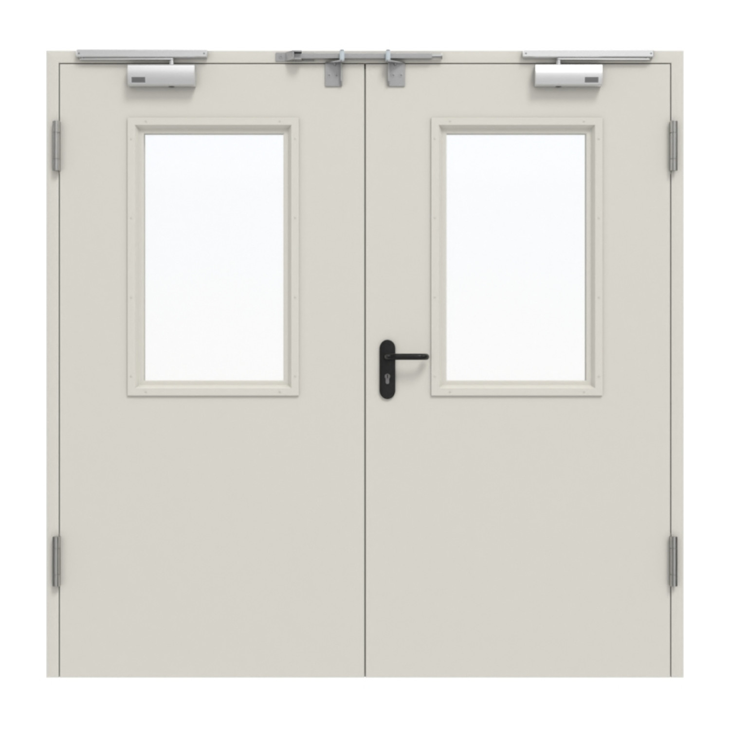 Frontansicht von Innentür-Set 2-flg Stahl mit Feuerschutzfunktion STU/STS T30-2 mit LA-B2 inkl. 2-schaliger Umfassungszarge - Hörmann