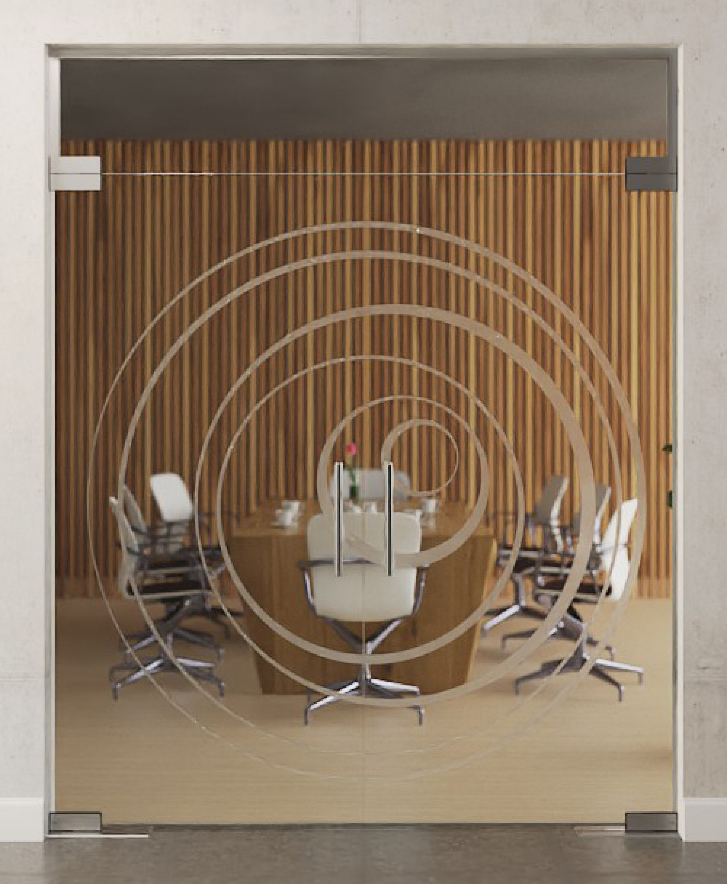 Bild von Lira Motiv matt 2-flg. Glaspendeltür mit Oberlicht DORMA Mundus BTS Variante 10 - Erkelenz