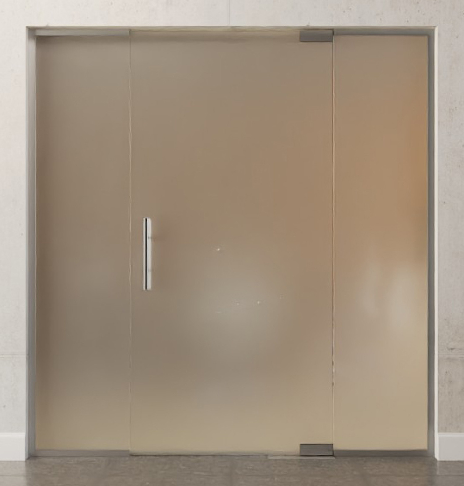 Bild von Vollflächig matt Glaspendeltür mit zwei Seitenteilen DORMA Mundus BTS Variante 3 - Erkelenz