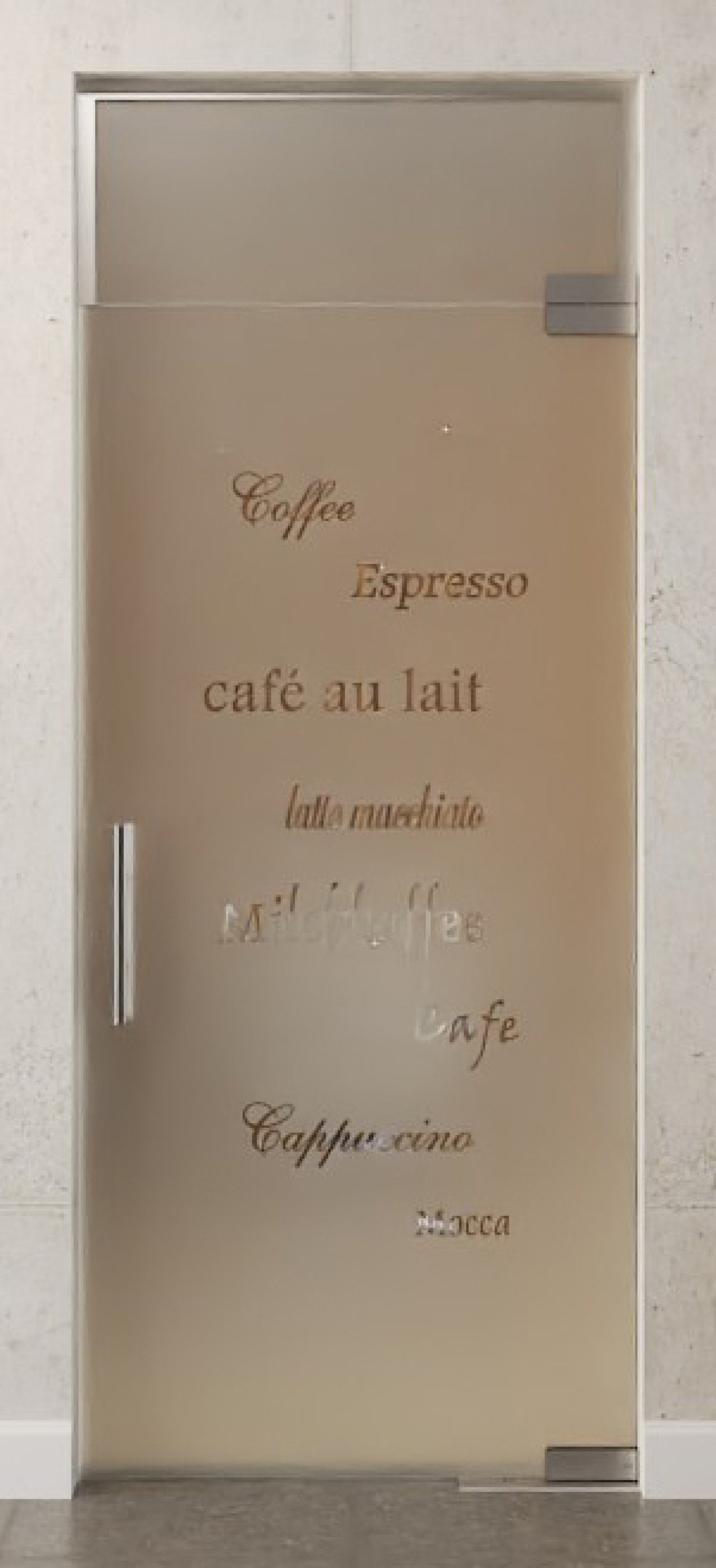 Bild von Cafe 2 Motiv klar Glaspendeltür mit Oberlicht DORMA Mundus BTS Variante 7 - Erkelenz