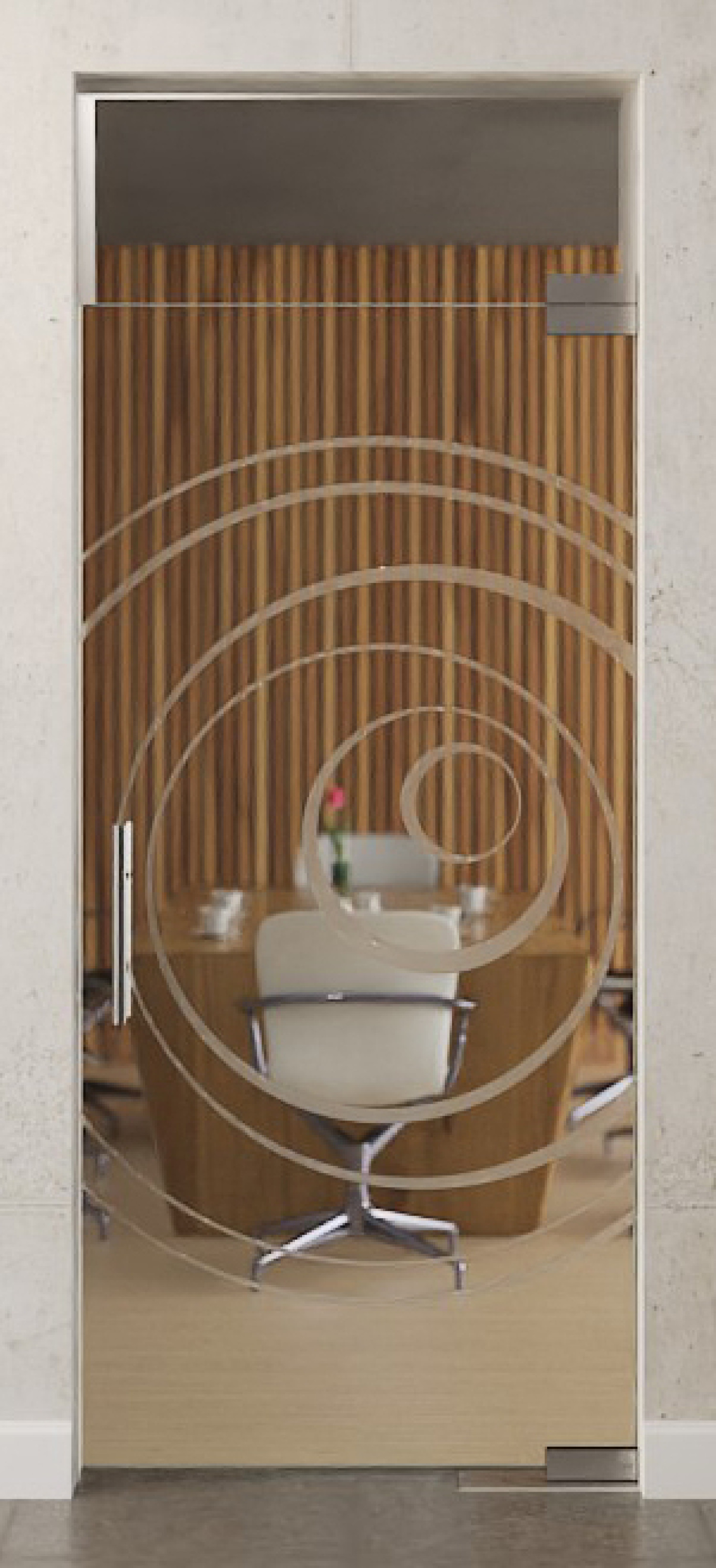 Bild von Lira Motiv matt Glaspendeltür mit Oberlicht DORMA Mundus BTS Variante 7 - Erkelenz