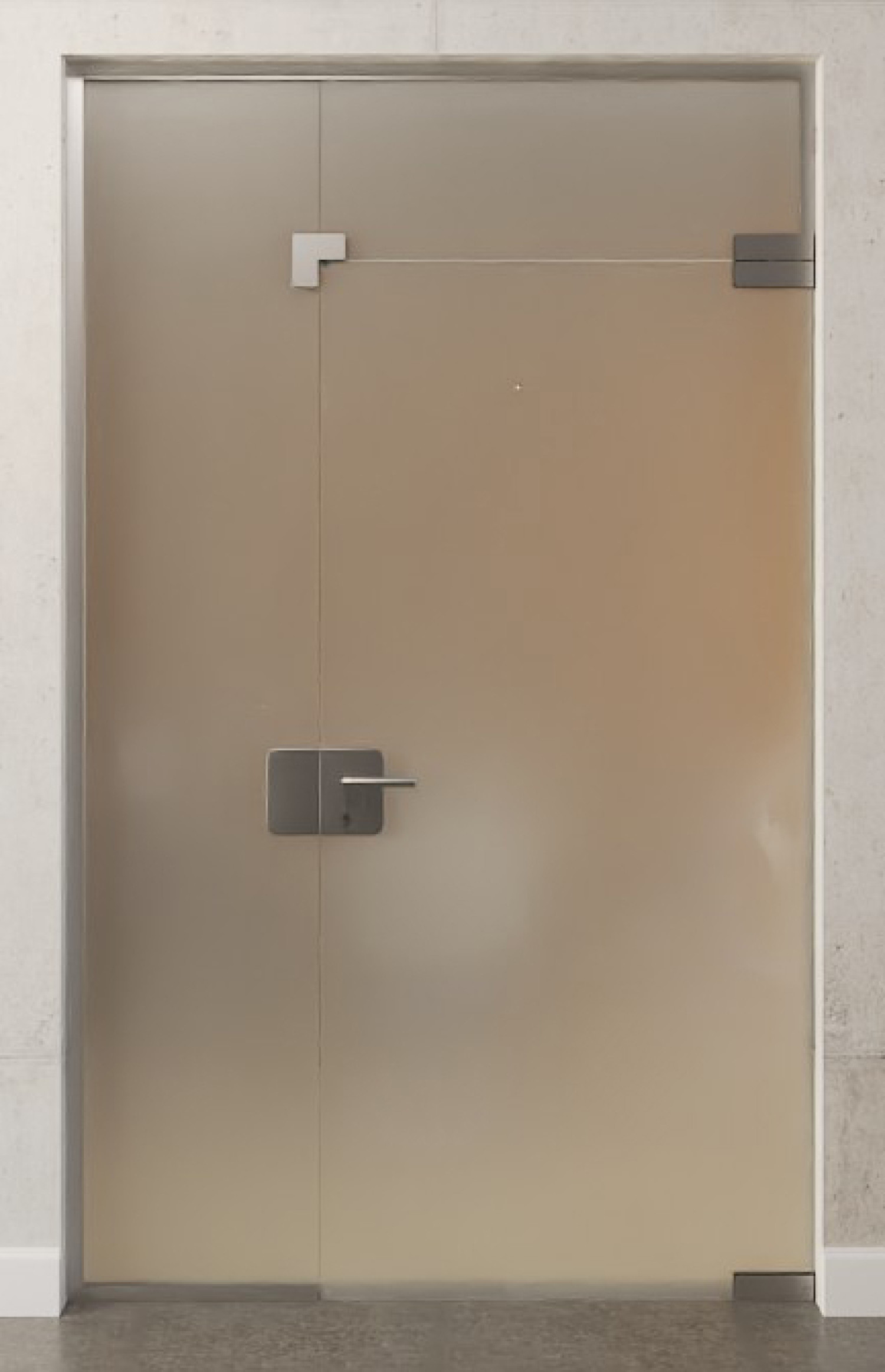Bild von Vollflächig matt Ganzglastür mit festem Seitenteil und Oberlicht DORMA Mundus Variante 6 - Erkelenz