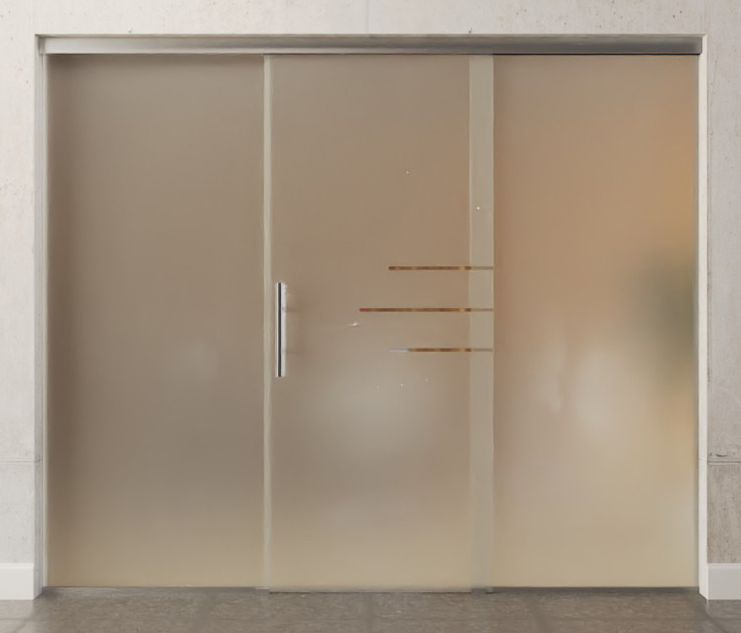 Bild von Bahia Motiv klar Glasschiebetür mit zwei festen Seitenteilen Sigma Flexible Variante 2 - Erkelenz