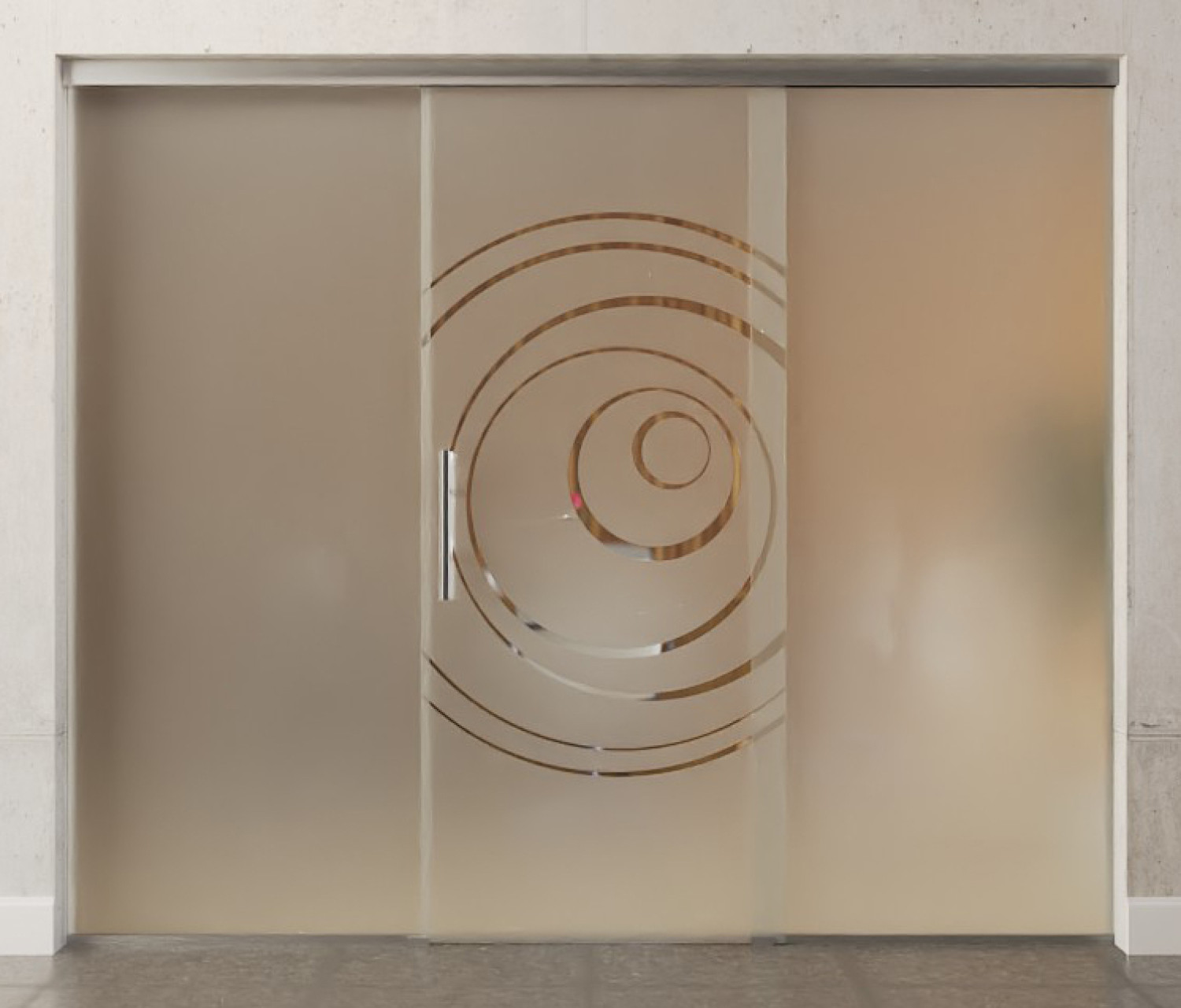 Bild von Lira Motiv klar Glasschiebetür mit zwei festen Seitenteilen Sigma Flexible Variante 2 - Erkelenz