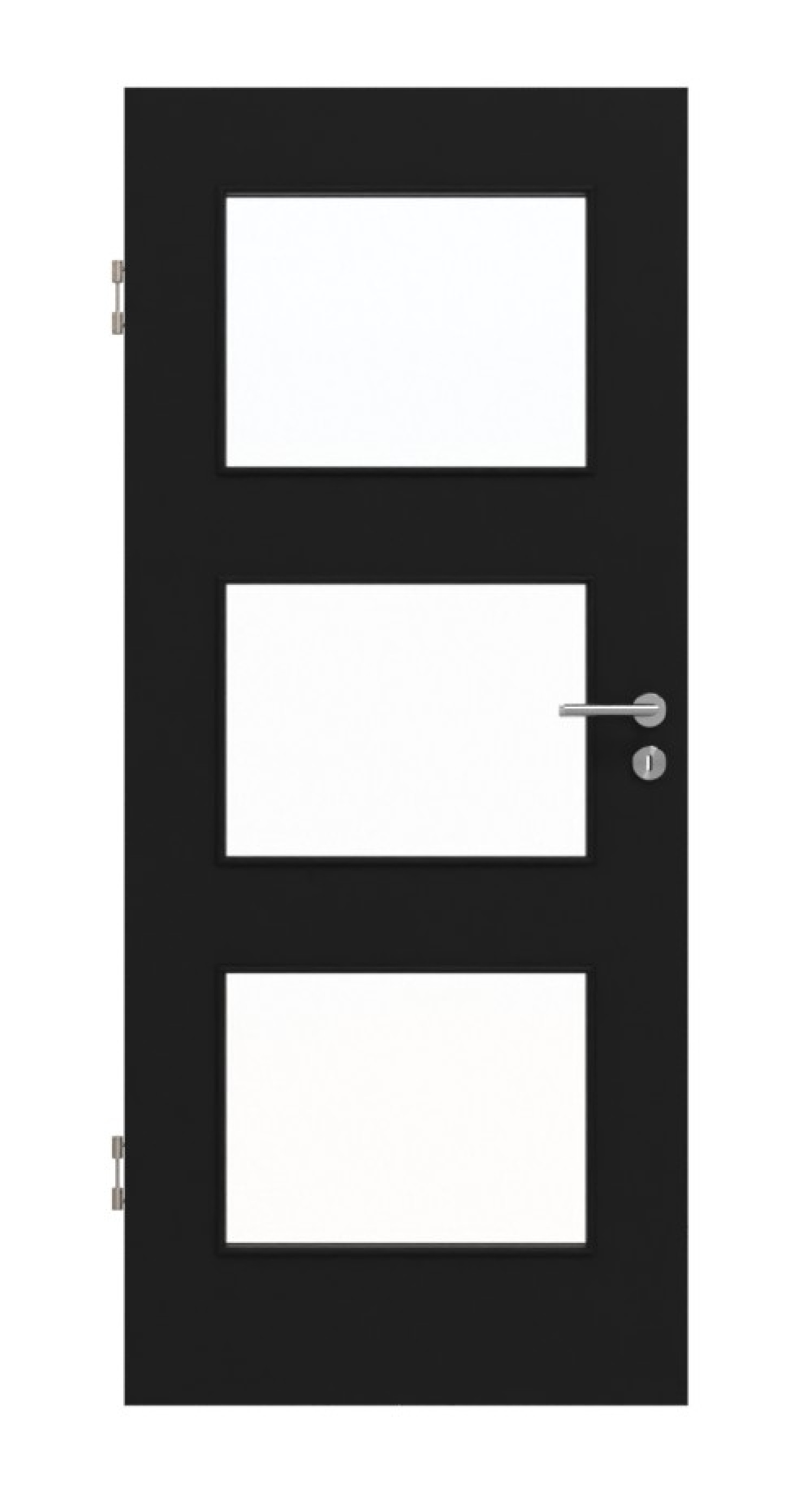 Frontansicht von Schwarz RAL 9005 LA 11 Mattlack Basic Innentür - Huga