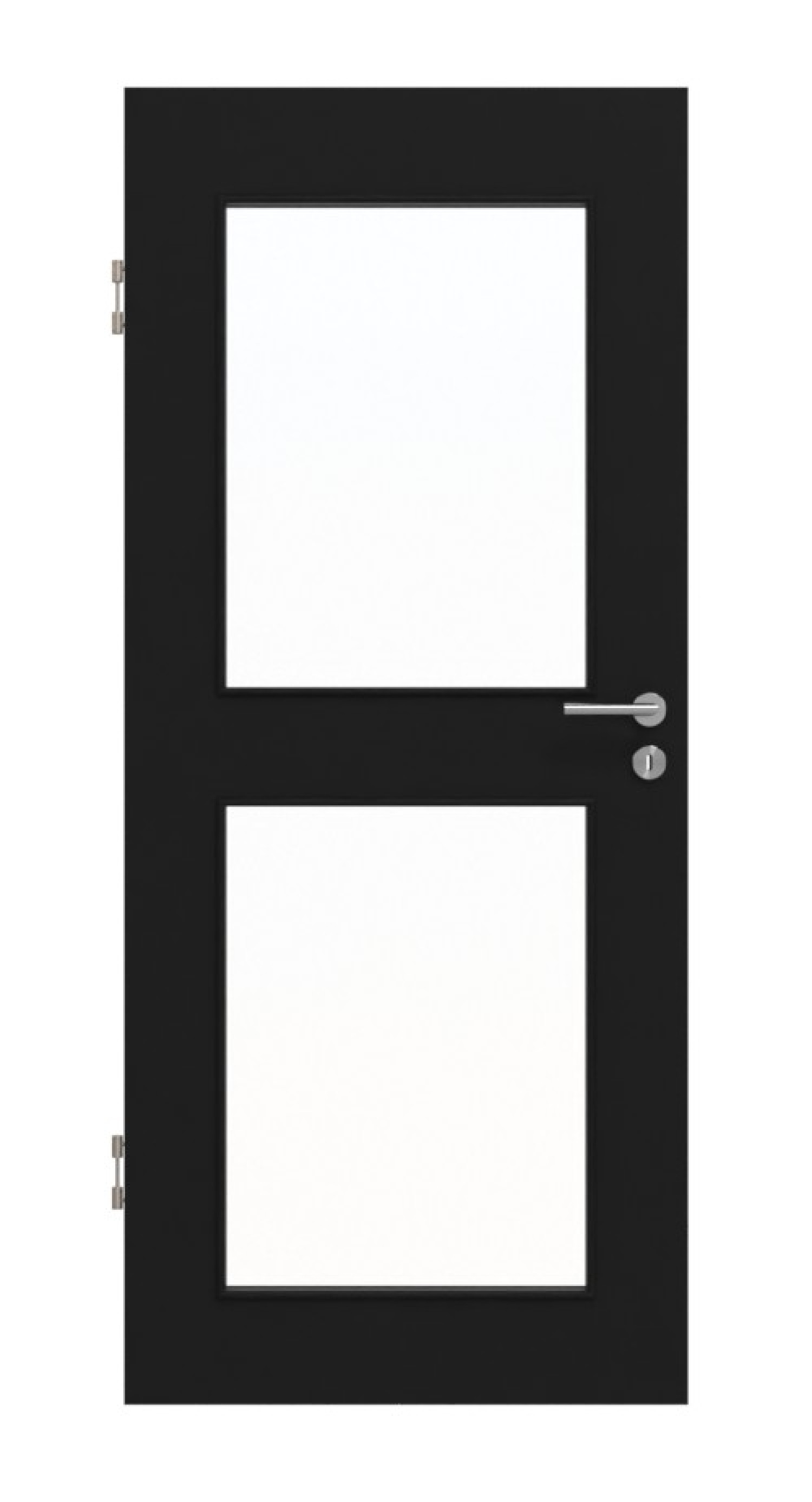 Frontansicht von Schwarz RAL 9005 LA 12 Mattlack Basic Innentür - Huga