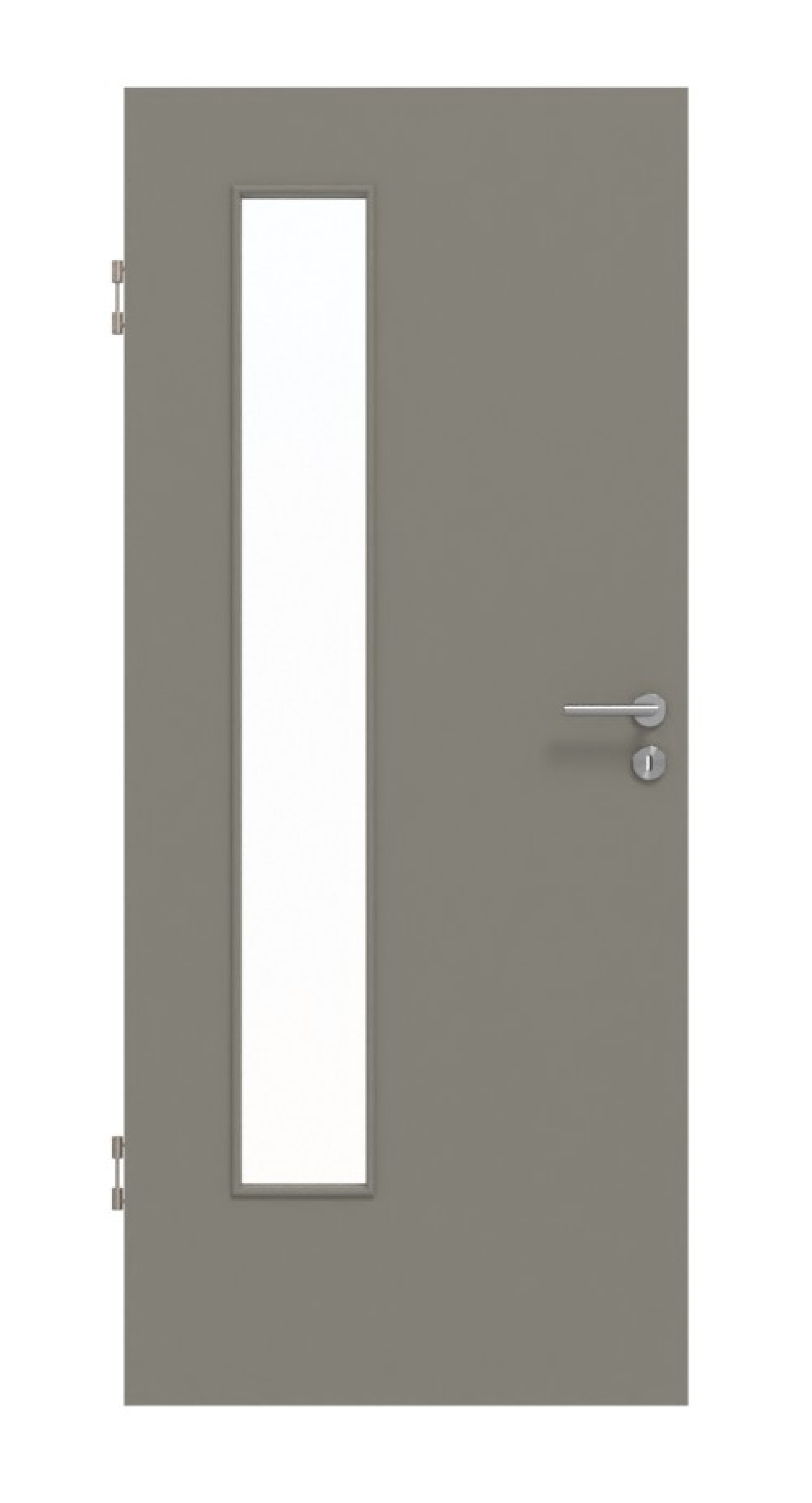 Frontansicht von Hygge Grau RAL 7037 LA 24 bandseitig Mattlack Basic Innentür - Huga