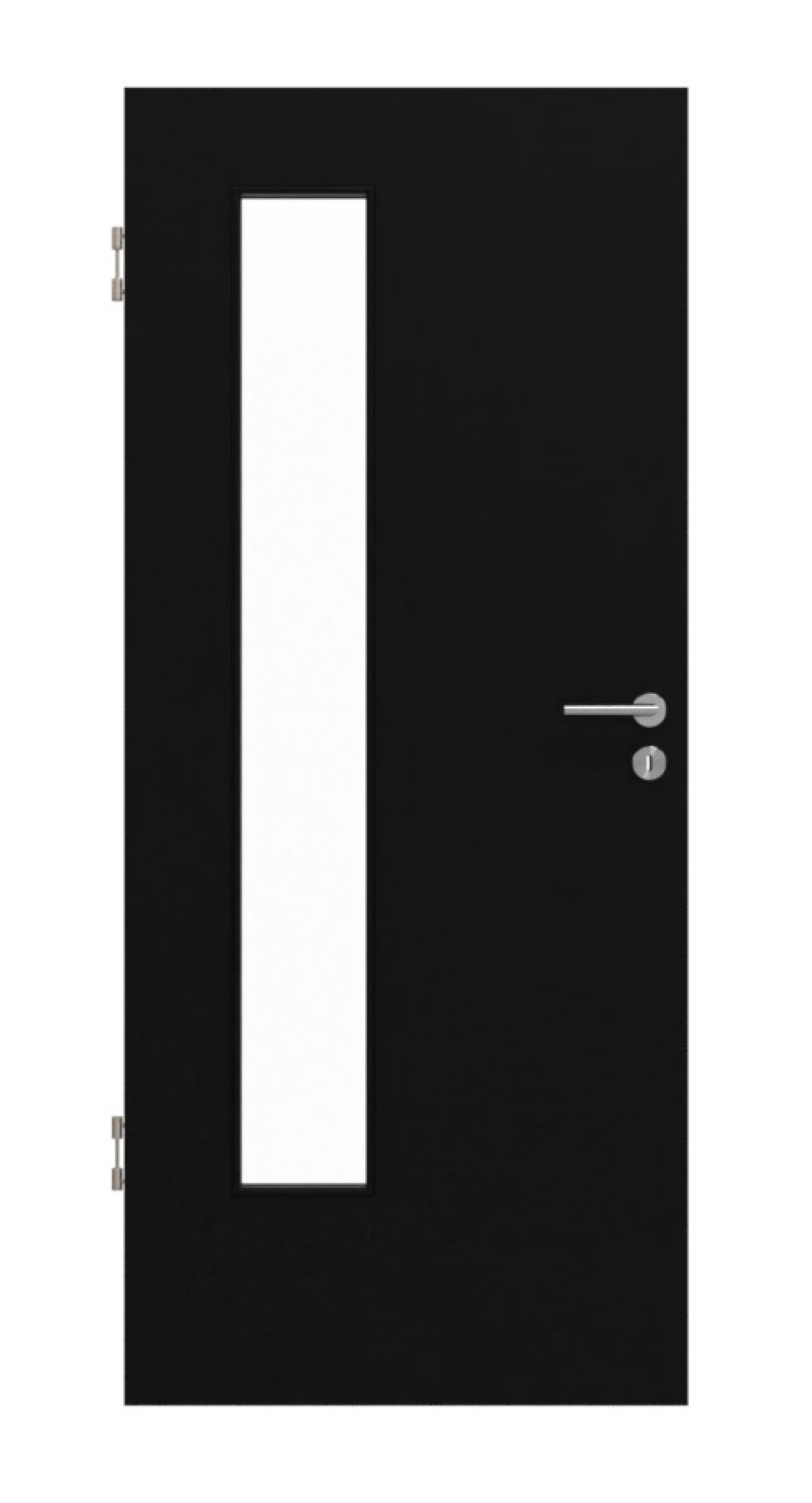 Frontansicht von Schwarz RAL 9005 LA-24 bandseitig Lack Basic Innentür - Huga