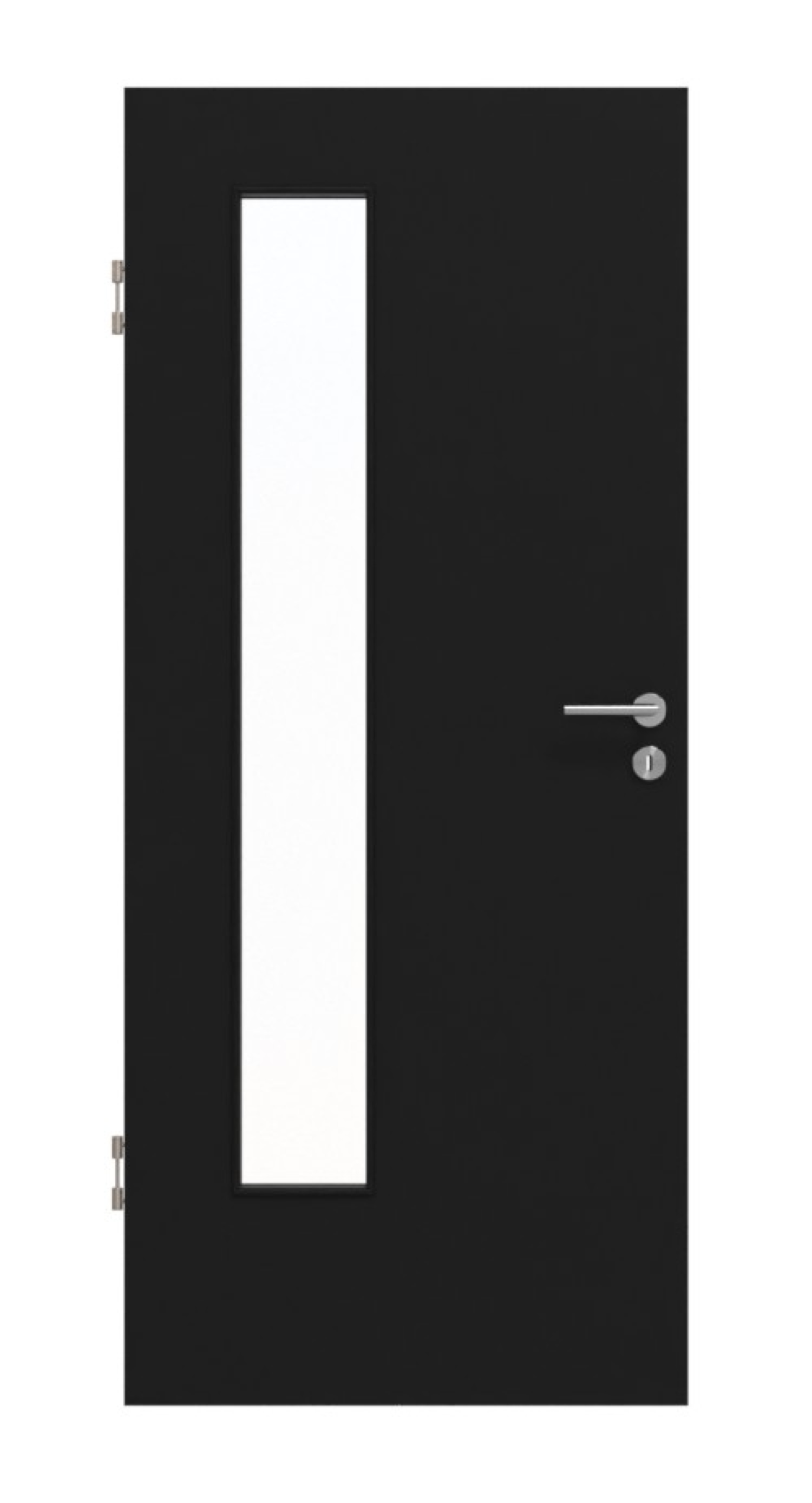 Frontansicht von Schwarz RAL 9005 LA 24 bandseitig Mattlack Basic Innentür - Huga