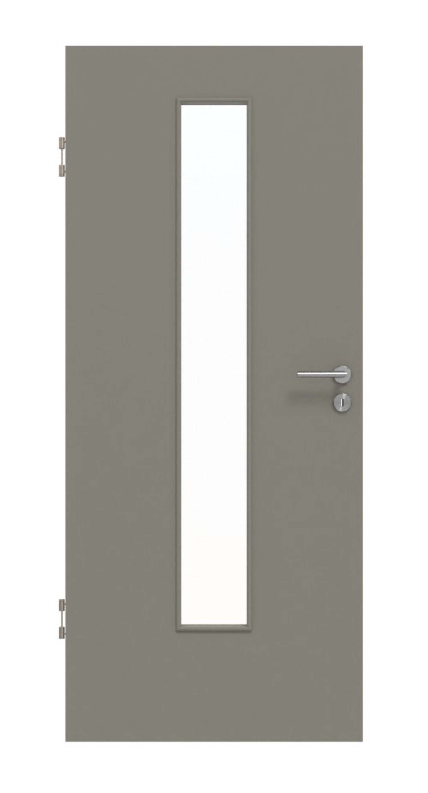 Frontansicht von Hygge Grau RAL 7037 LA 24 mittig Mattlack Basic Innentür - Huga