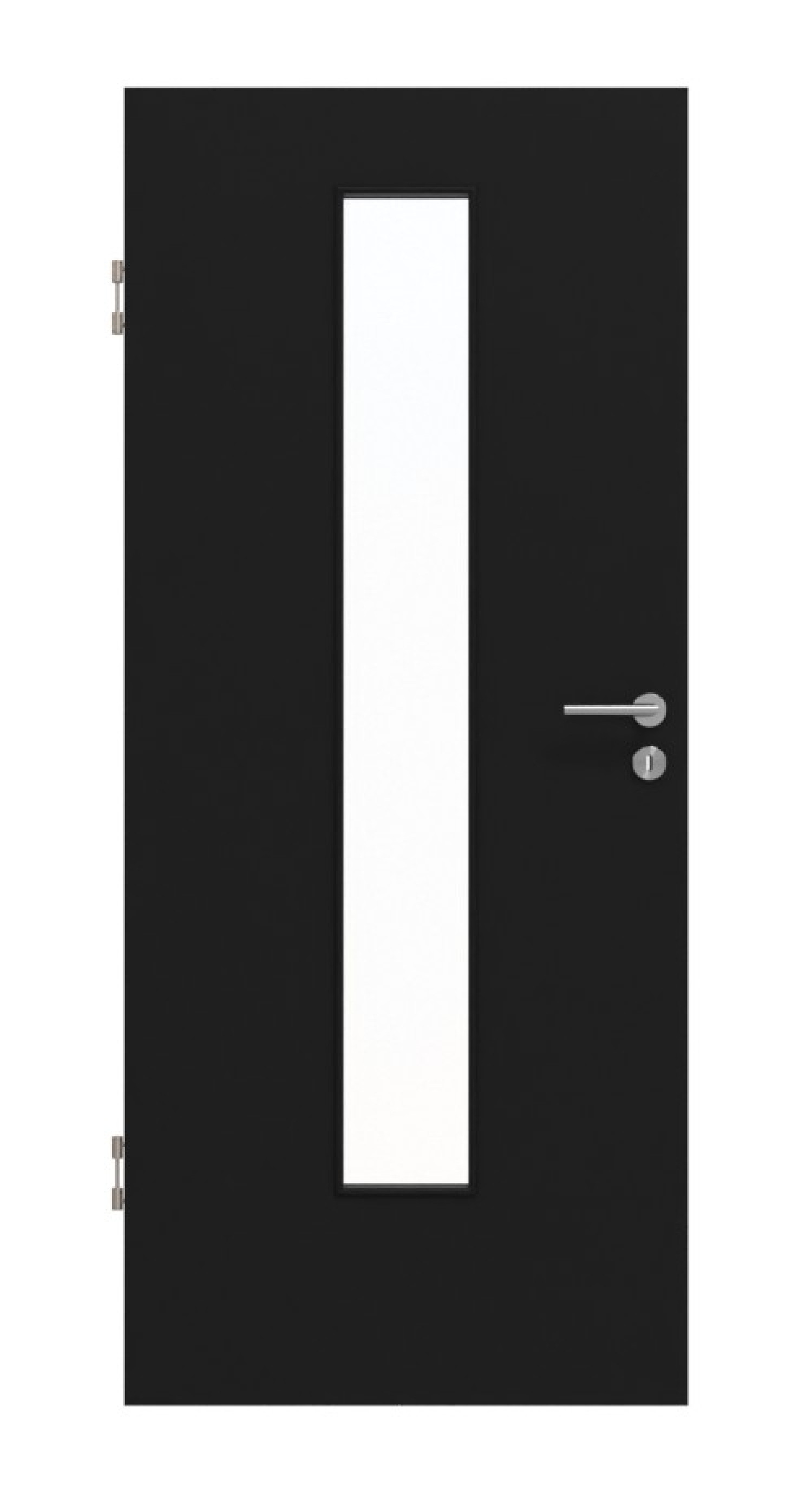 Frontansicht von Schwarz RAL 9005 LA 24 mittig Mattlack Basic Innentür - Huga