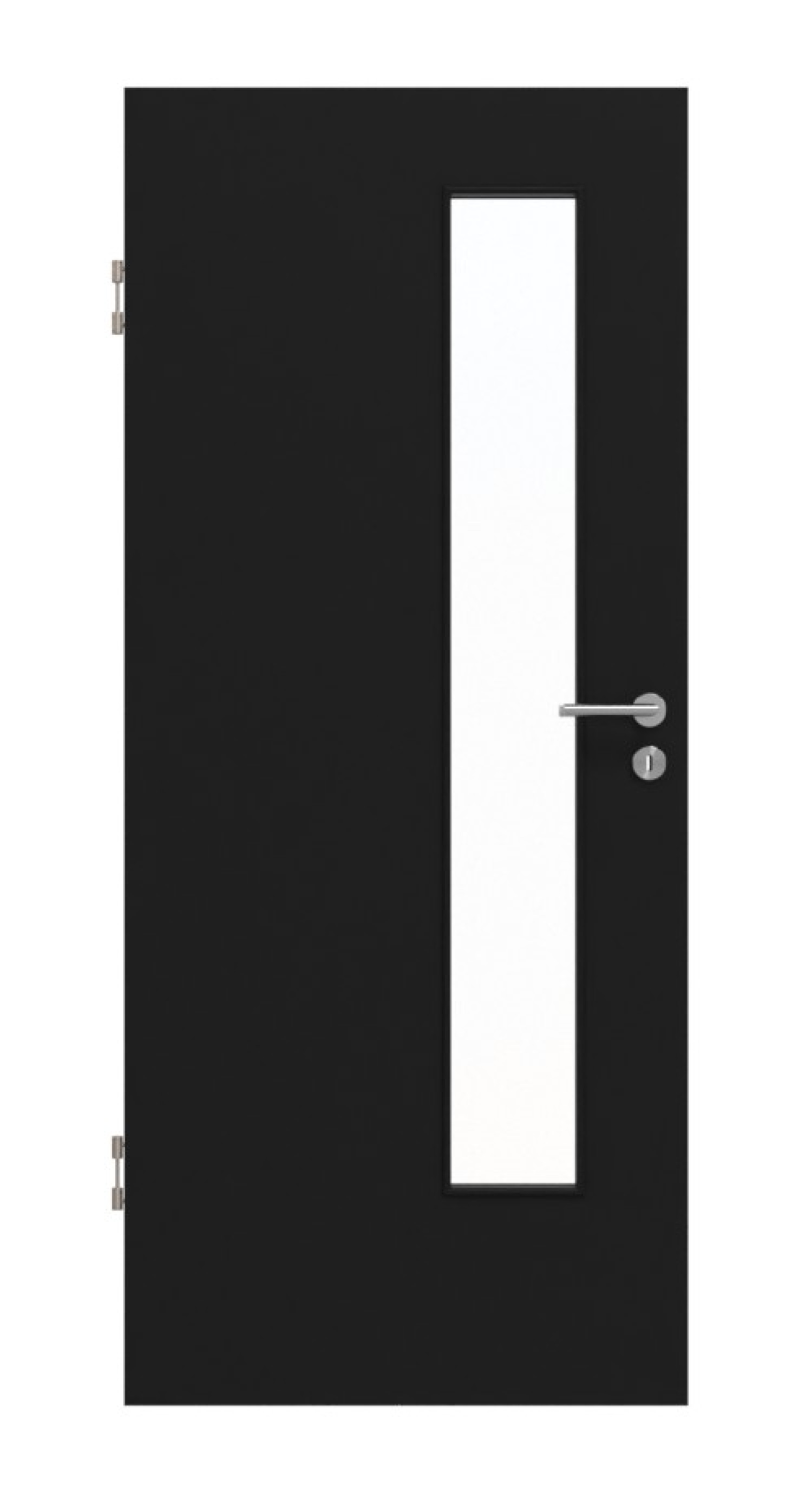 Frontansicht von Schwarz RAL 9005 LA 24 schlossseitig Mattlack Basic Innentür - Huga
