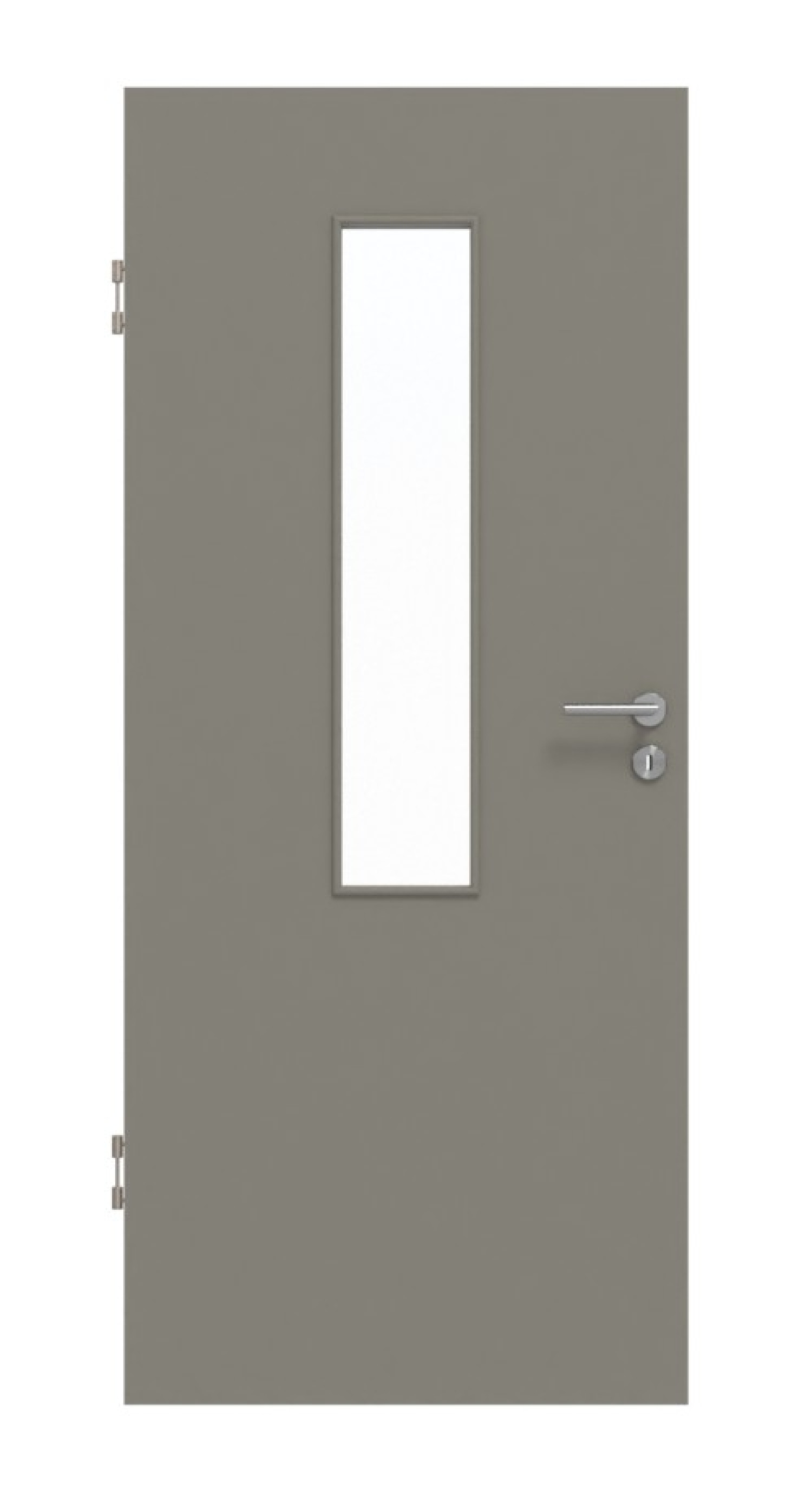 Frontansicht von Hygge Grau RAL 7037 LA 4 mittig Mattlack Basic Innentür - Huga