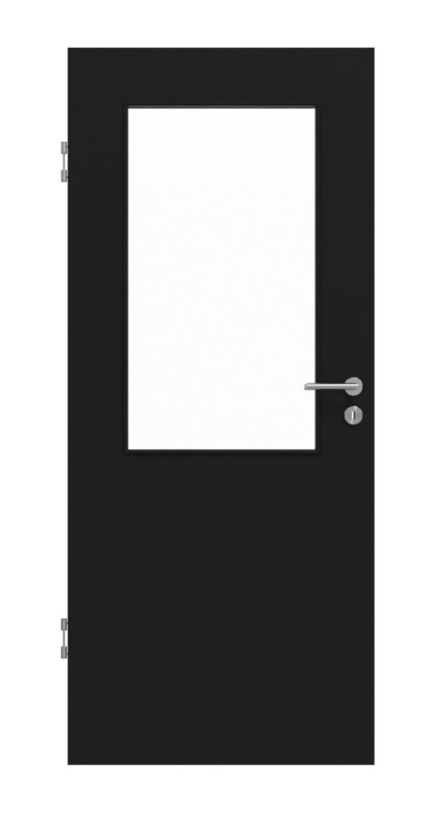 Frontansicht von Schwarz RAL 9005 LA 7 Mattlack Basic Innentür - Huga