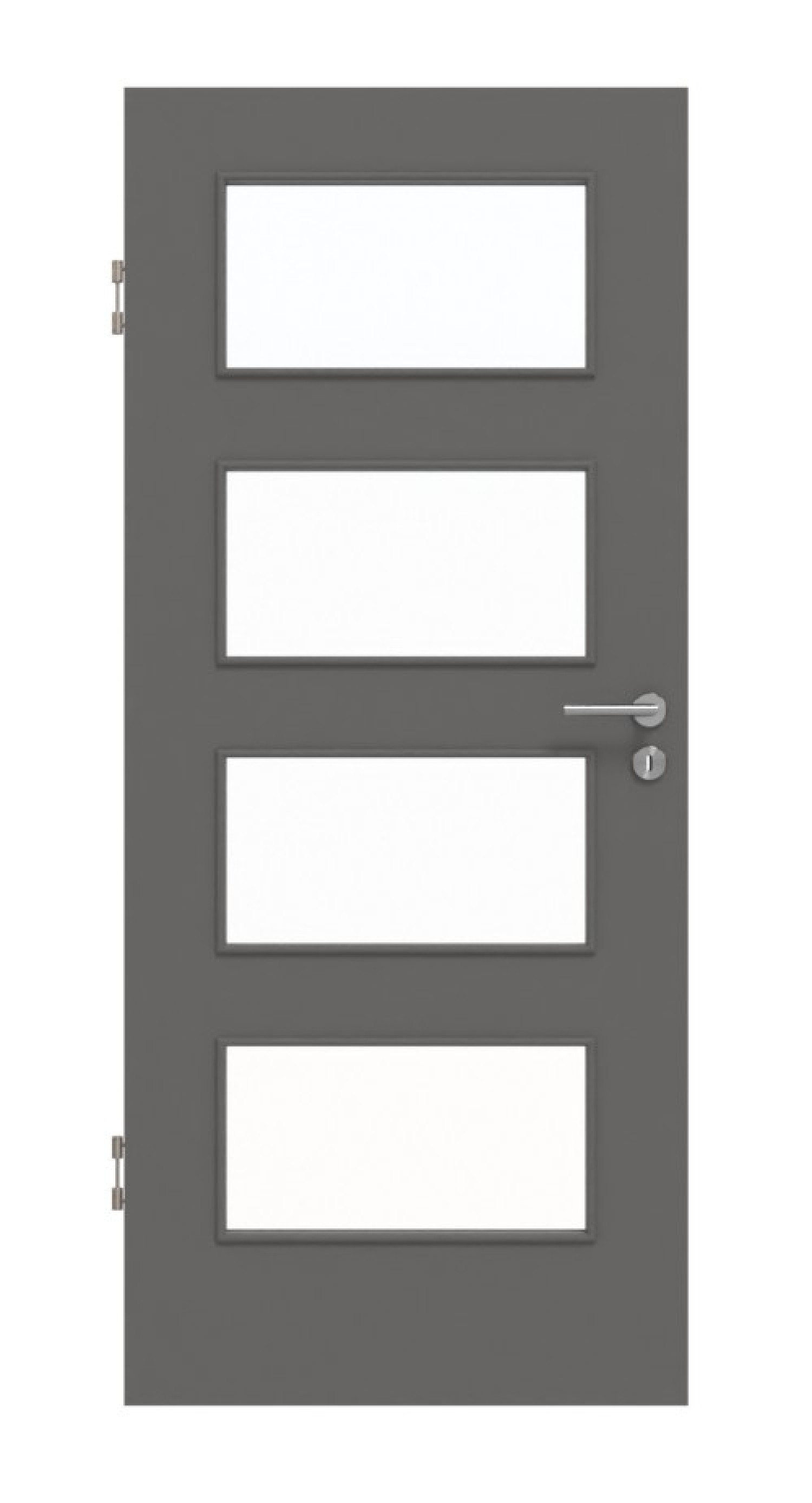 Frontansicht von Huga Innentür Hygge grau RAL 7037 Duradecor Basic mit Lichtausschnitt LA 9