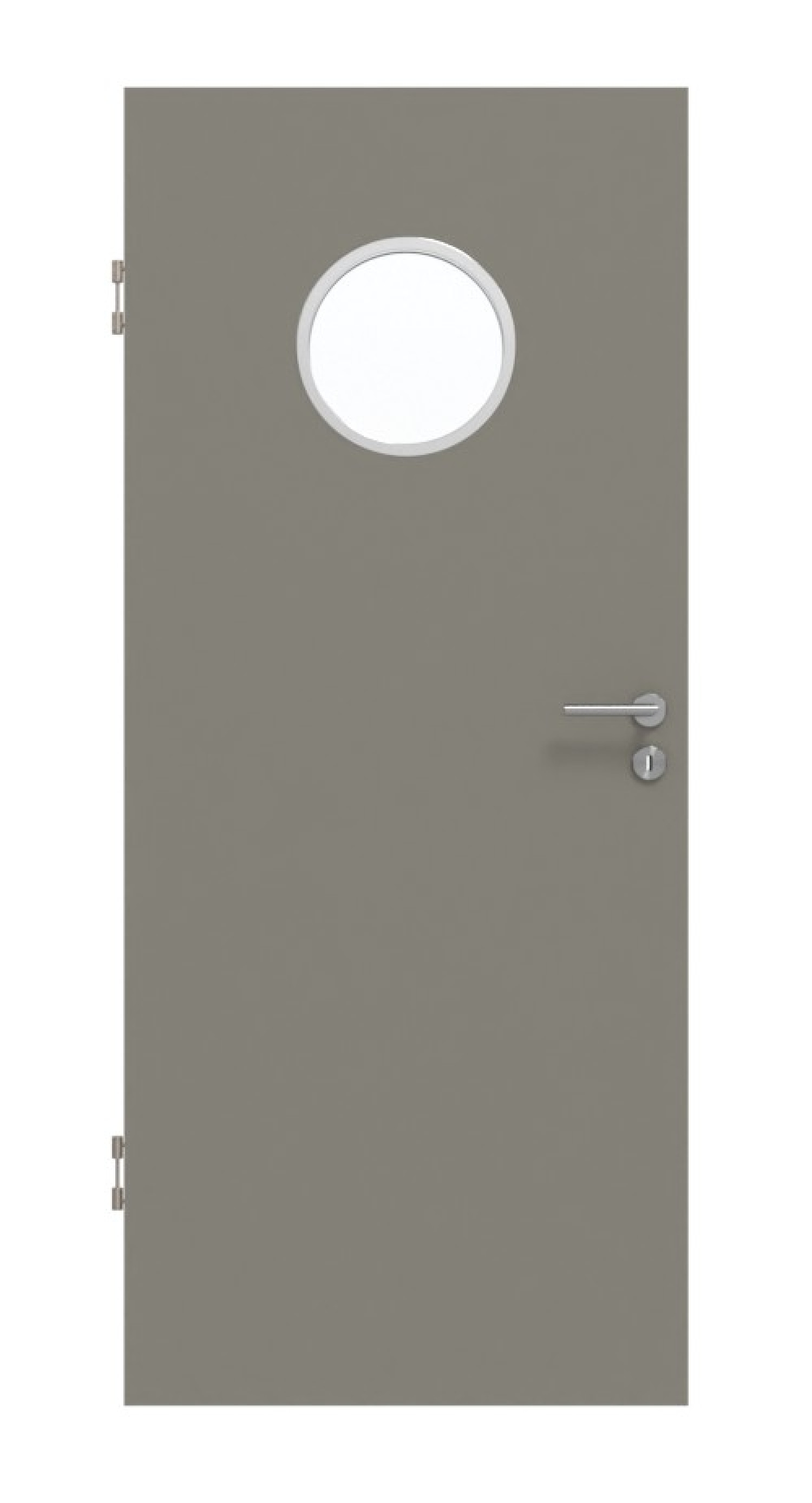Frontansicht von Hygge Grau RAL 7037 LA Bullauge Mattlack Basic Innentür - Huga