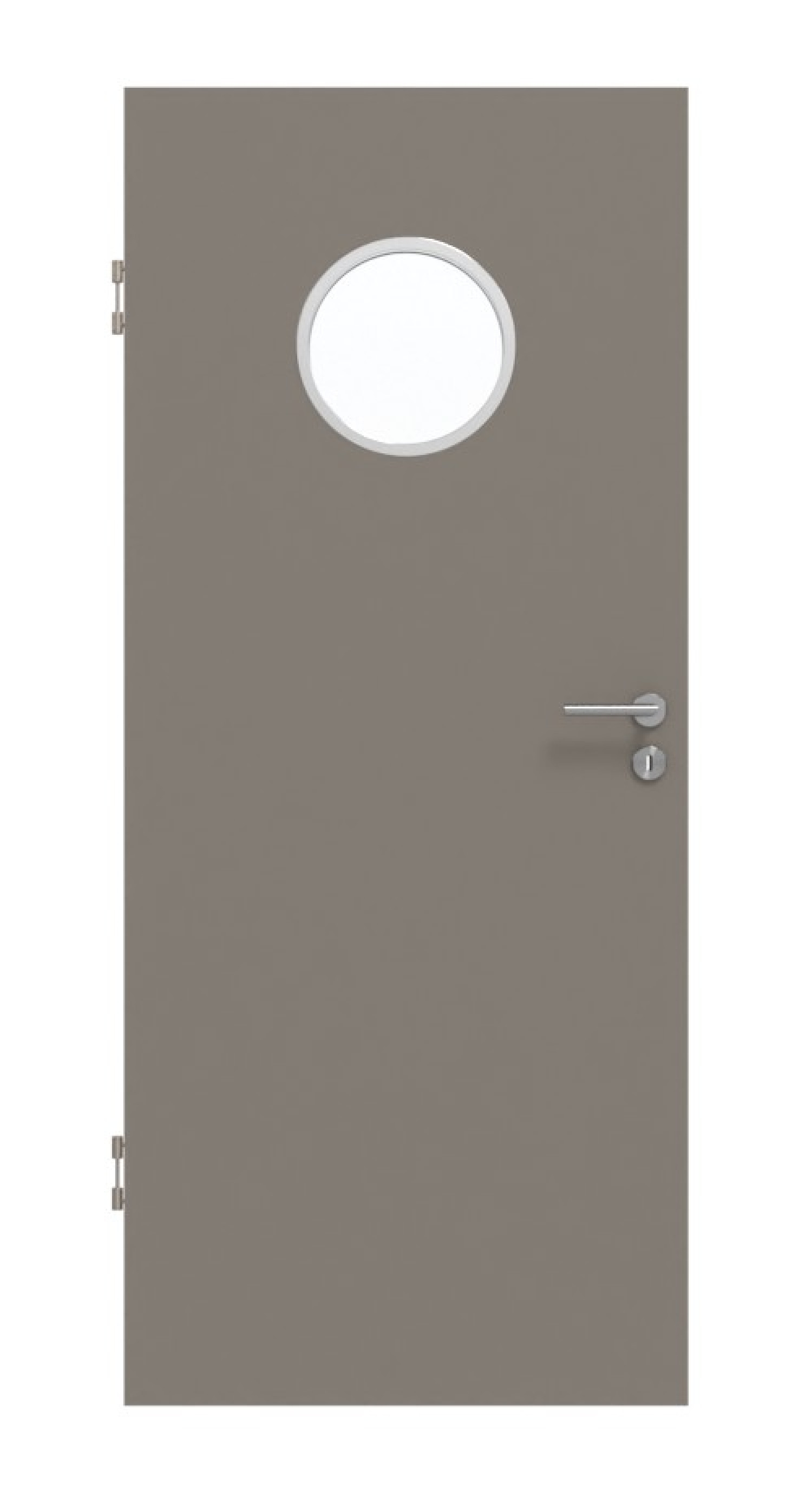 Frontansicht von Taupe RAL 7048 LA Bullauge Basic Lack Innentür - Huga