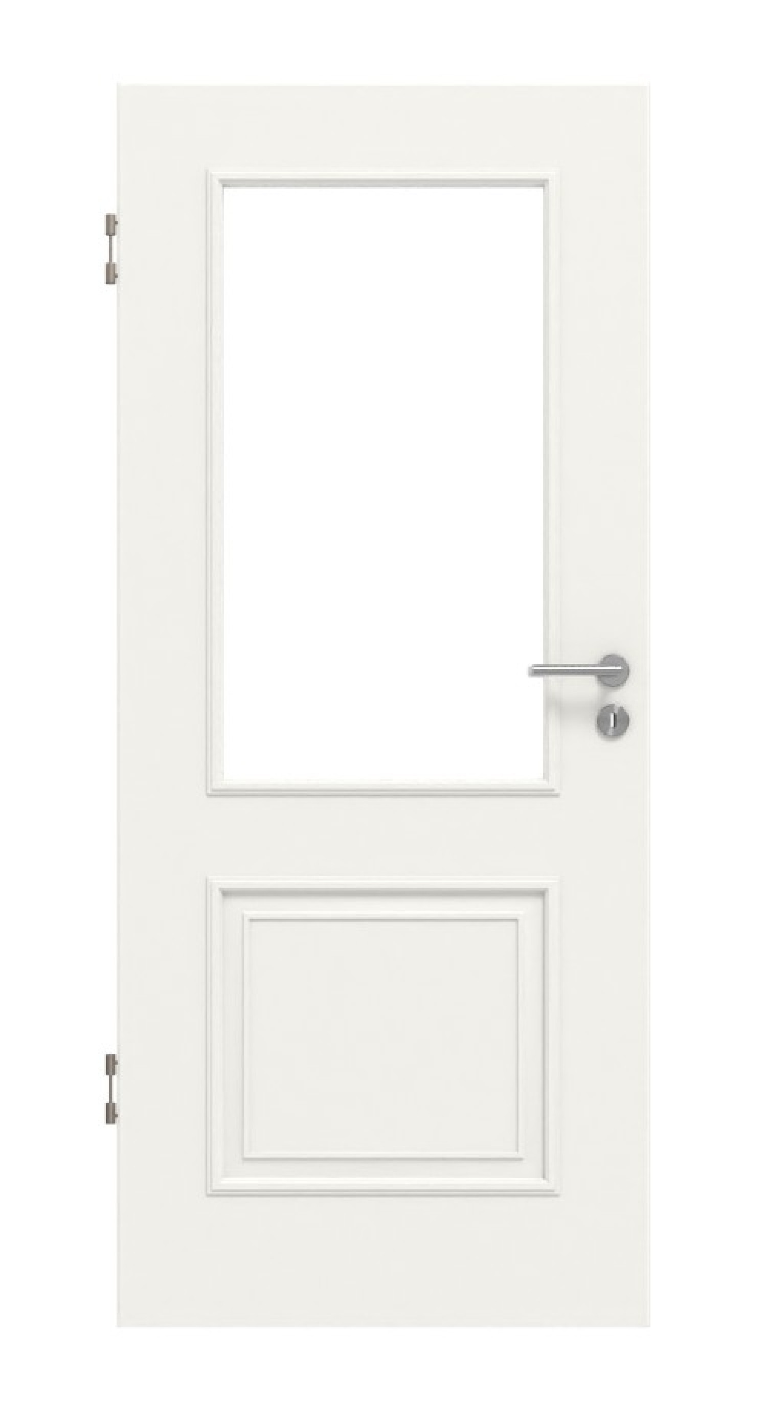 Frontansicht von HUGA Innentür Landhaus 2 Weißlack Classic mit Lichtausschnitt LA