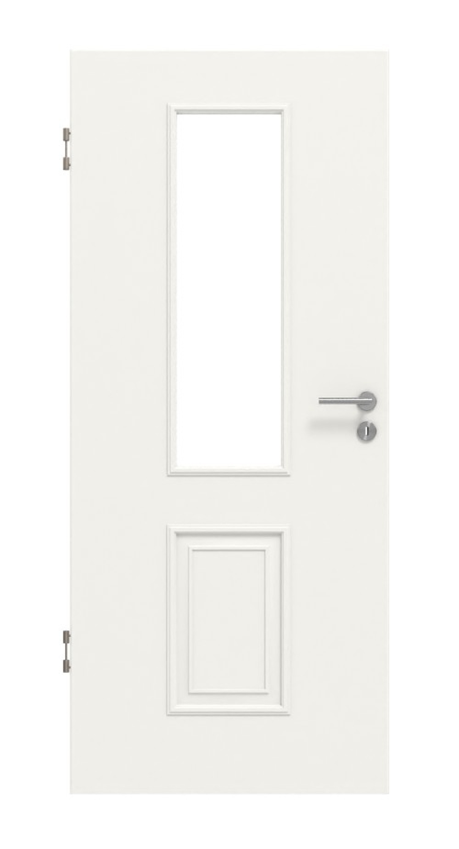 Frontansicht von HUGA Innentür Landhaus 5 Weißlack Classic mit Lichtausschnitt LA