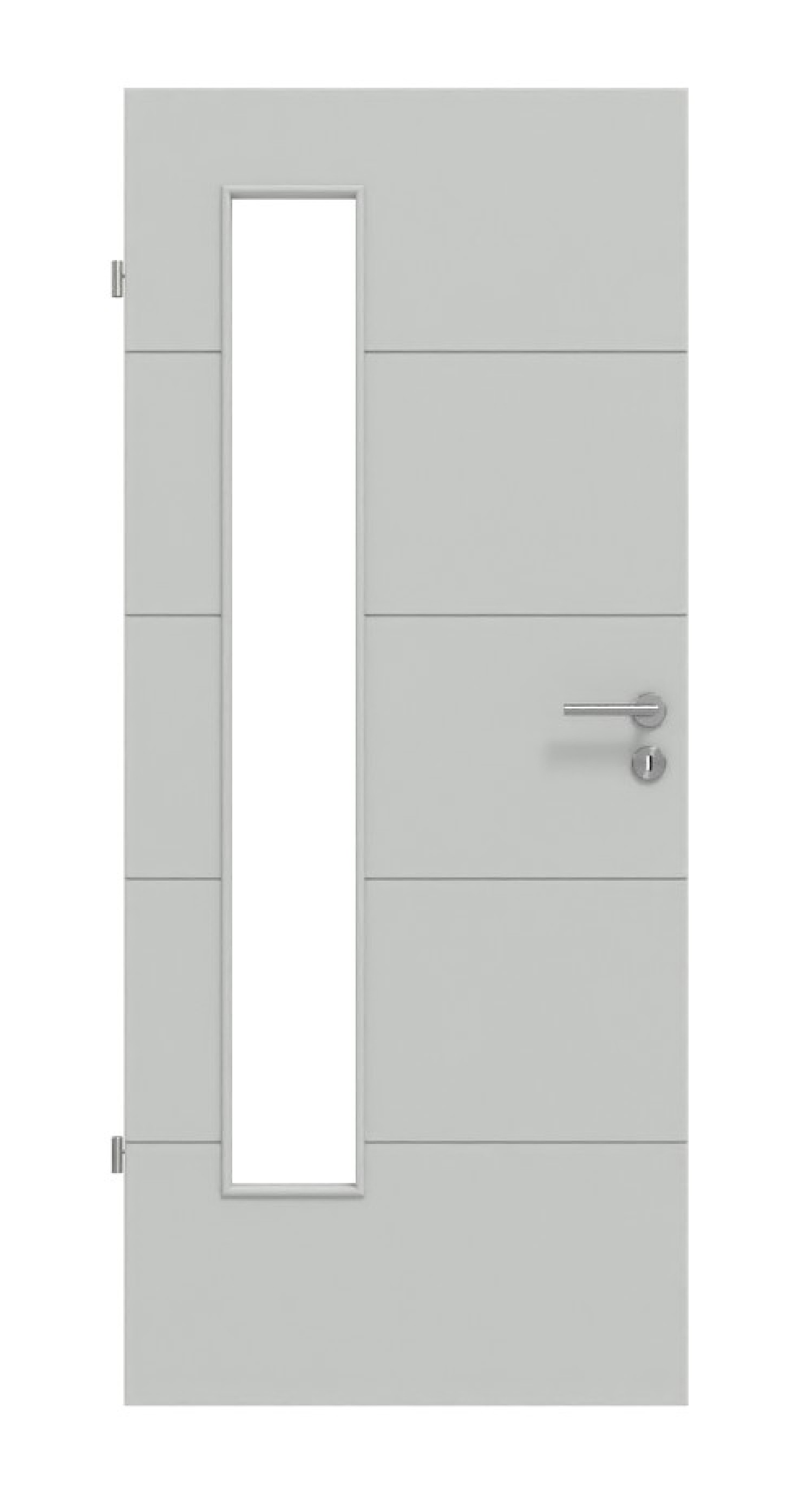 Frontansicht von Groove 15 LA 24 bandseitig DesignLine Lack Grau RAL 7035 Innentür - Hörmann
