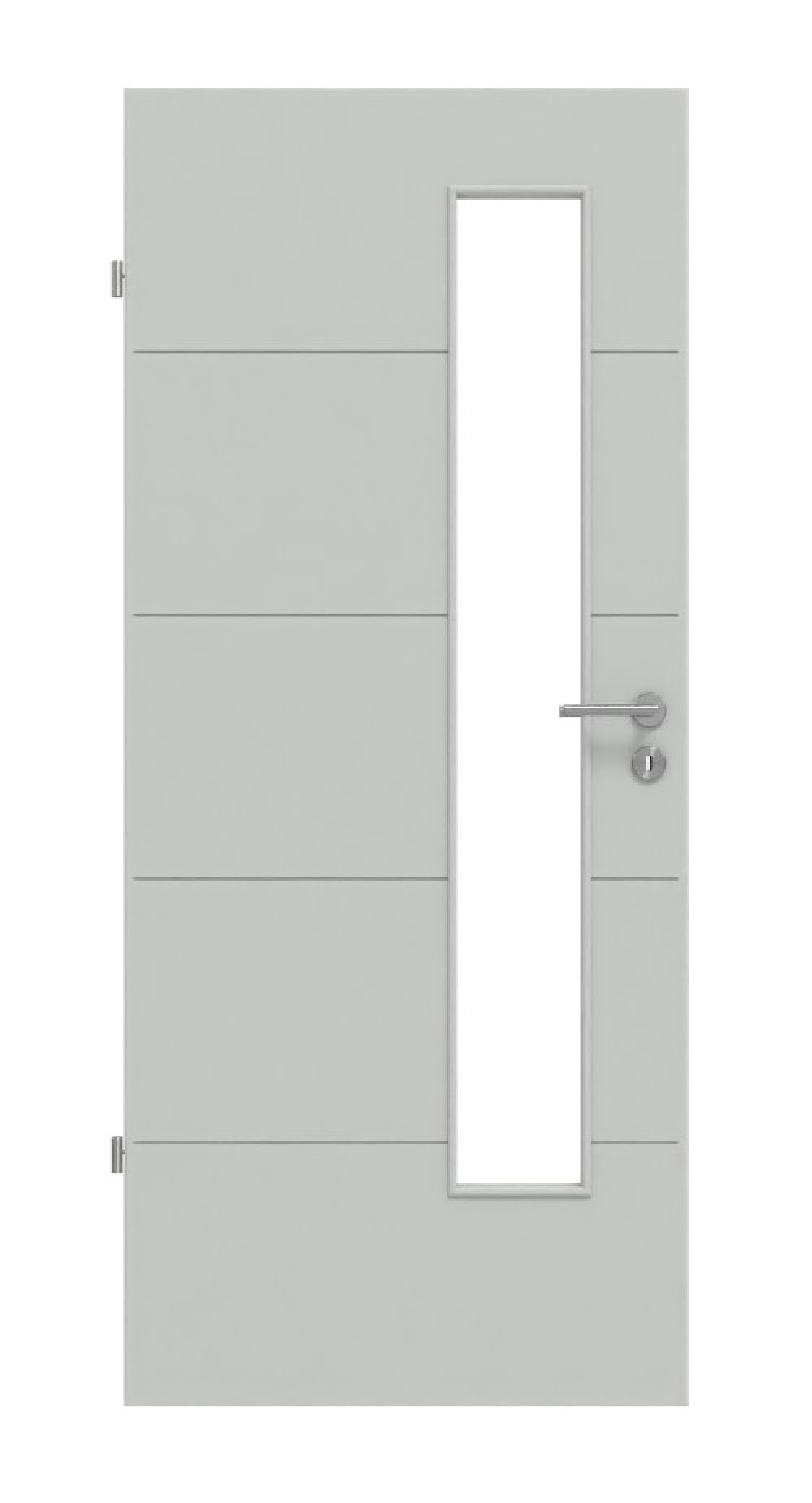 HÖRMANN Innentür Groove 27 Grau RAL 7035 Lack DesignLine mit Lichtausschnitt LA 24 schlossseitig