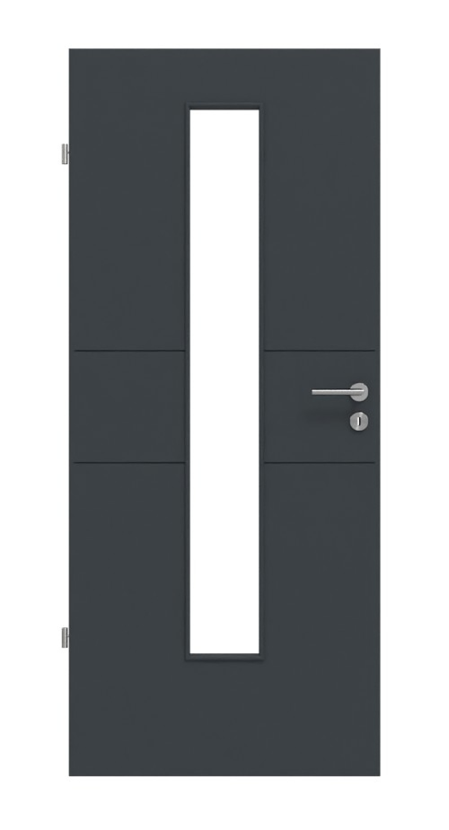 HÖRMANN Innentür Groove 29 Anthrazit RAL 7016 Lack DesignLine mit Lichtausschnitt LA 24 mittig