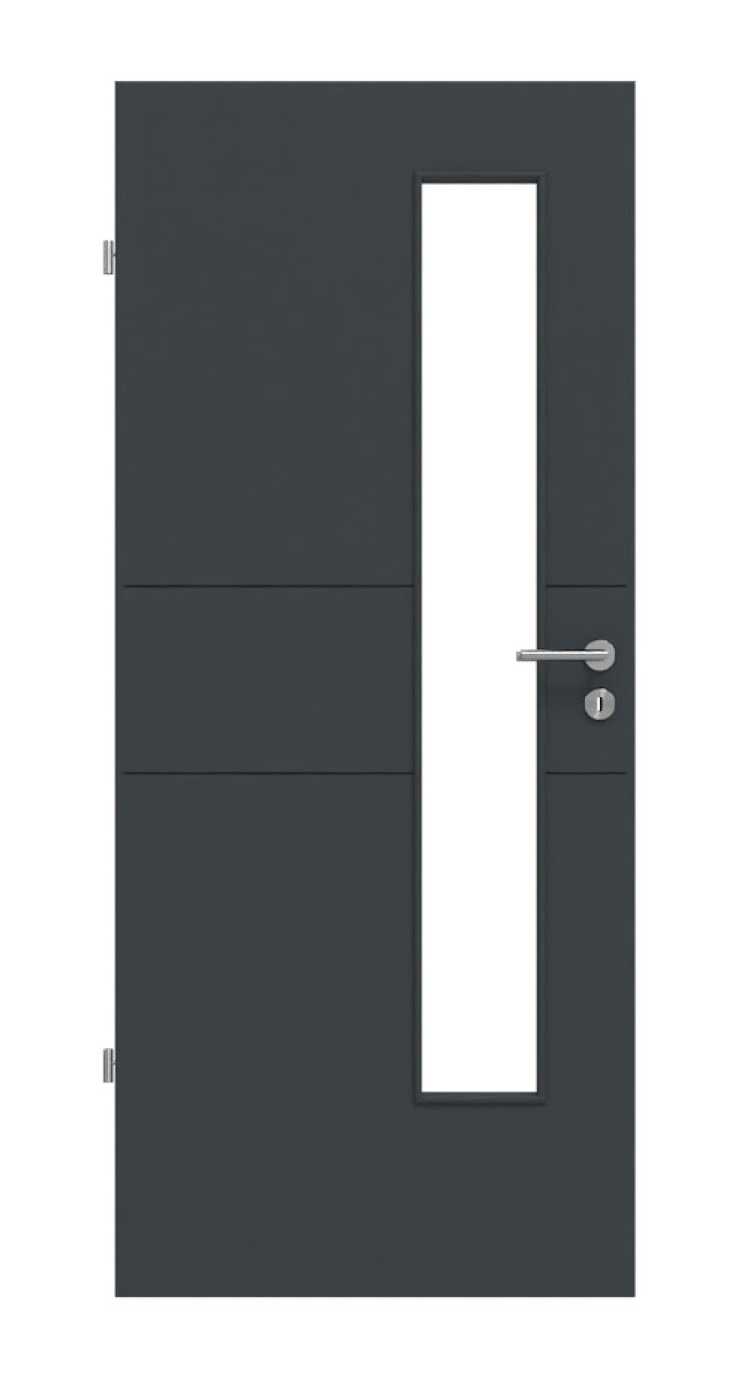 HÖRMANN Innentür Groove 29 Anthrazit RAL 7016 Lack DesignLine mit Lichtausschnitt LA 24 schlossseitig