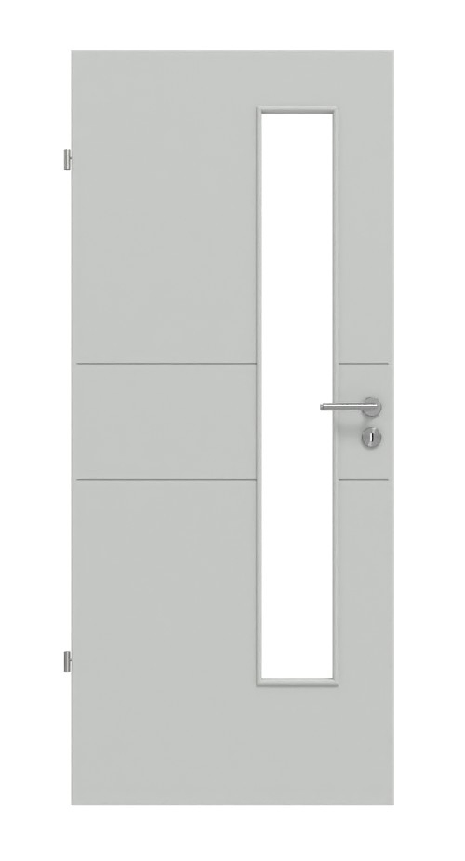 HÖRMANN Innentür Groove 29 Grau RAL 7035 Lack DesignLine mit Lichtausschnitt LA 24 schlossseitig