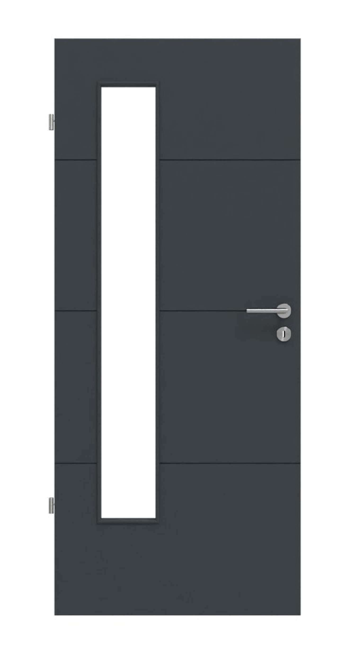 HÖRMANN Innentür Groove 34 Anthrazit RAL 7016 Lack DesignLine mit Lichtausschnitt LA 24 bandseitig