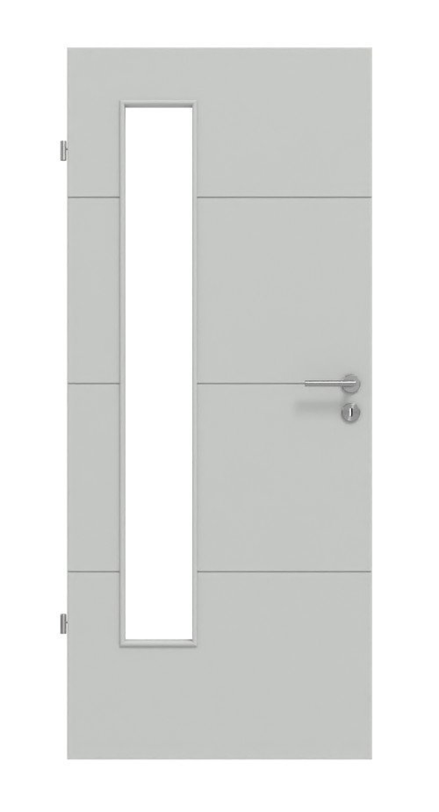 Frontansicht von Signum 34 LA 24 bandseitig Basic Lack Grau RAL 7035 Innentür - Huga