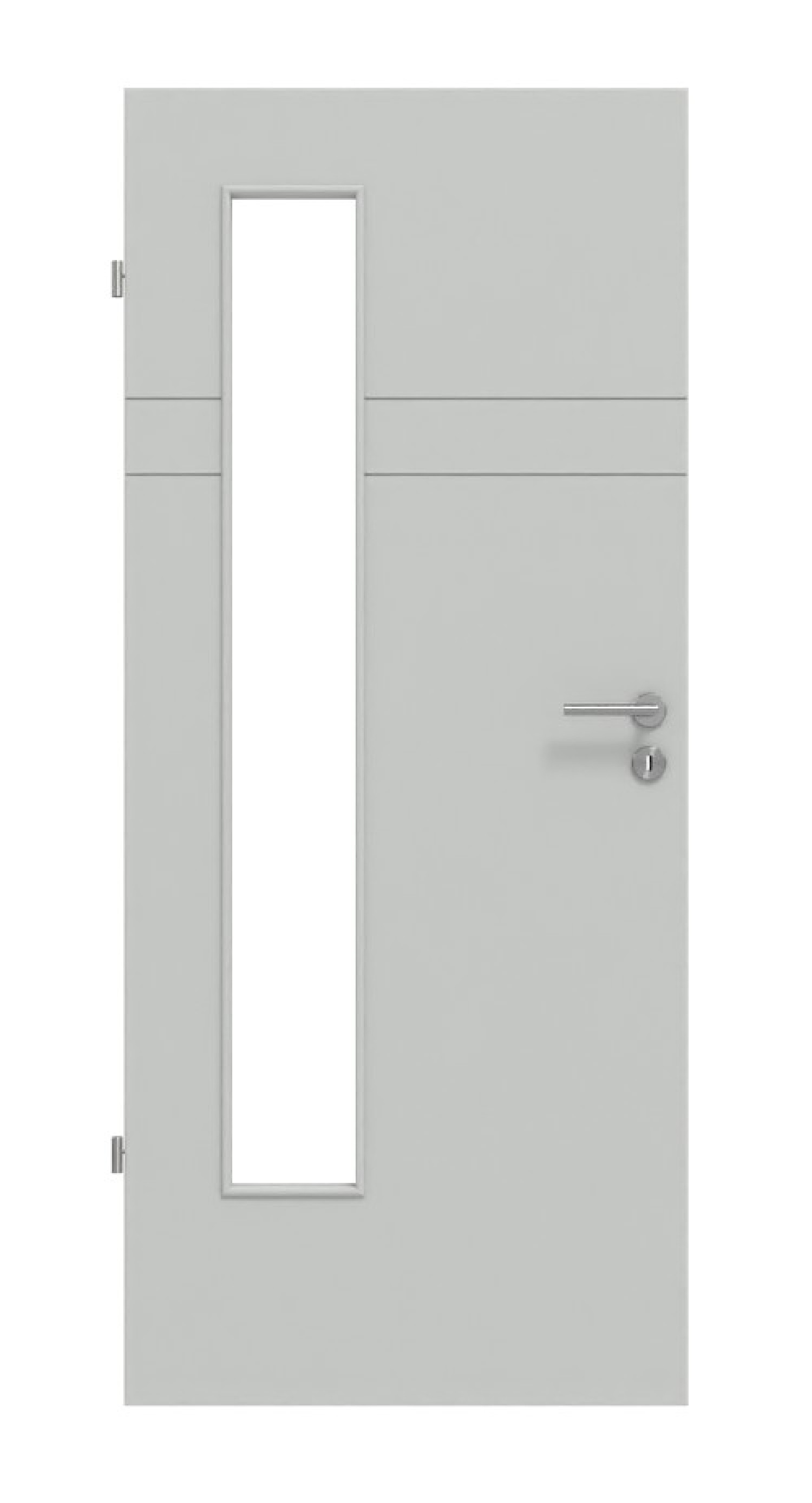 HÖRMANN Innentür Groove 78 Grau RAL 7035 Lack DesignLine mit Lichtausschnitt LA 24 bandseitig