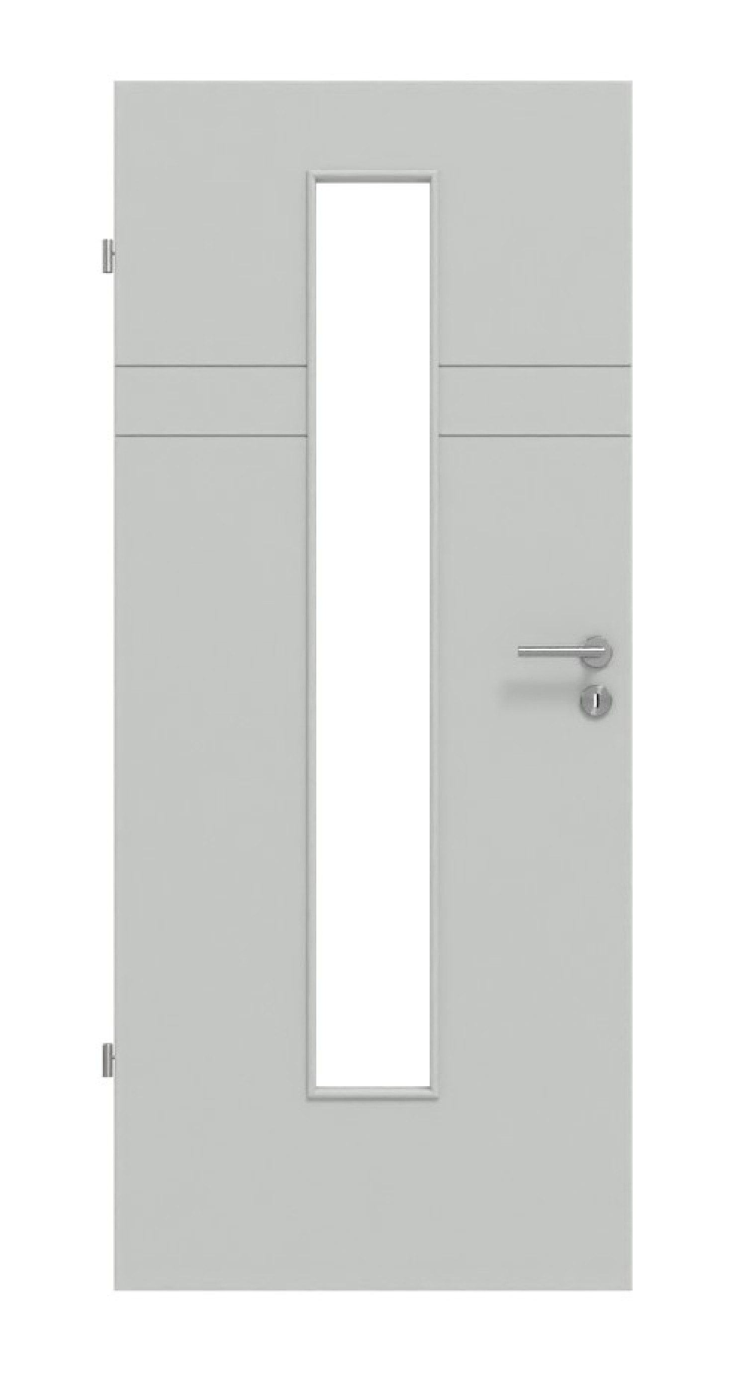 HÖRMANN Innentür Groove 78 Grau RAL 7035 Lack DesignLine mit Lichtausschnitt LA 24 mittig