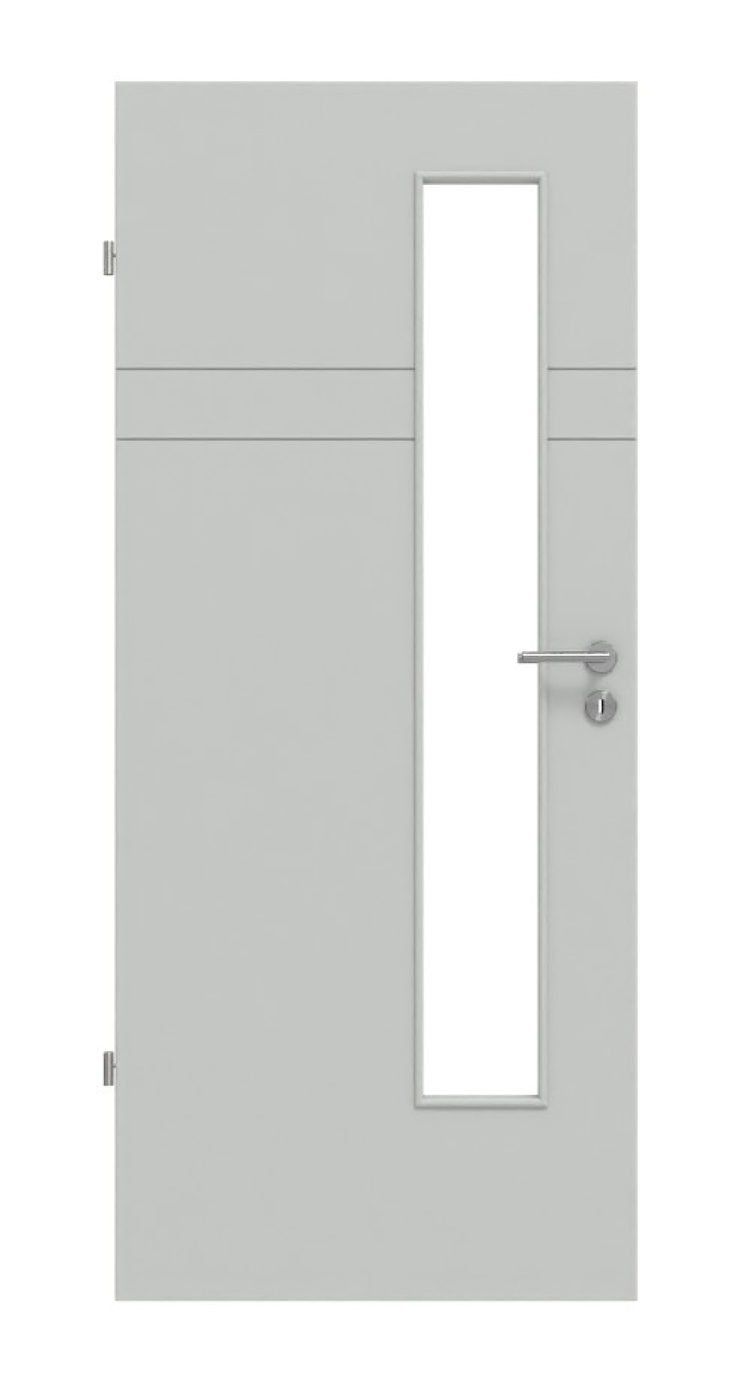 HÖRMANN Innentür Groove 78 Grau RAL 7035 Lack DesignLine mit Lichtausschnitt LA 24 schlossseitig