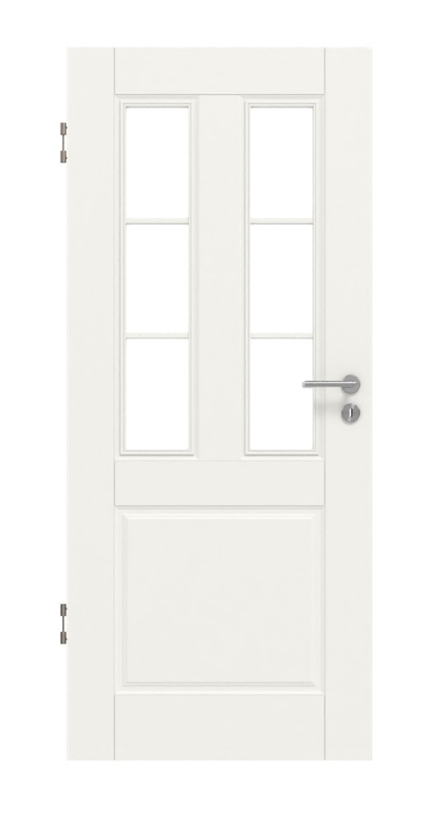Frontansicht von HUGA Innentür Kontur 3 Weißlack Classic mit Lichtausschnitt LA Sprosse 1/3
