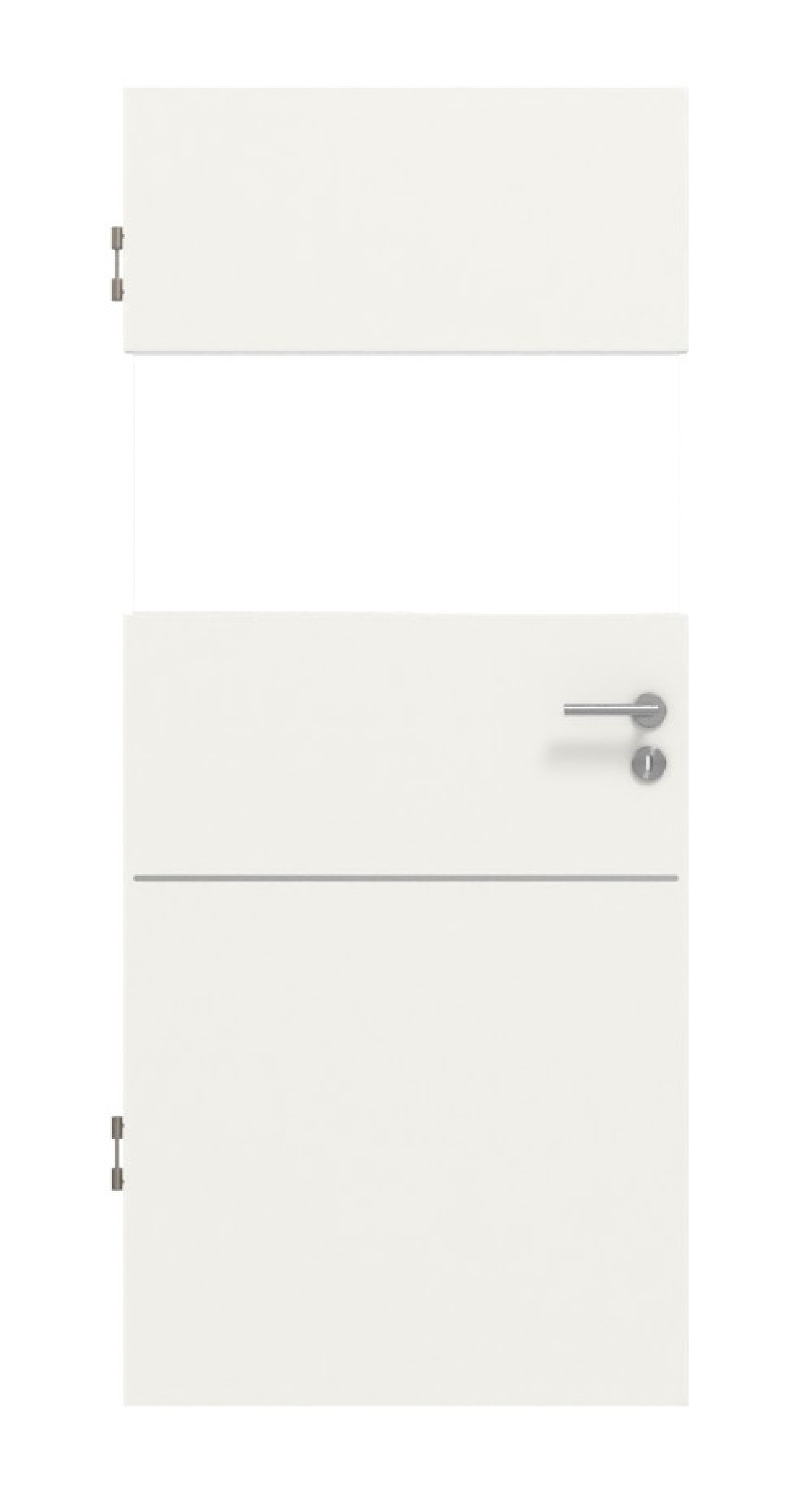 Frontansicht von HUGA Innentür Smart 2 Weißlack Concept mit Lichtausschnitt quer mit bündiger Lisene Accura 79-7