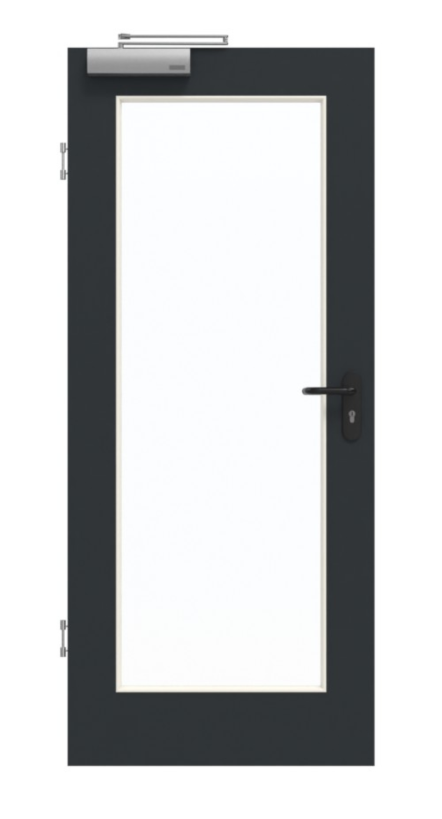 GARANT Rauchschutztür U12000SD Vulkanschwarz GHK08 mit Lichtausschnitt LA-2