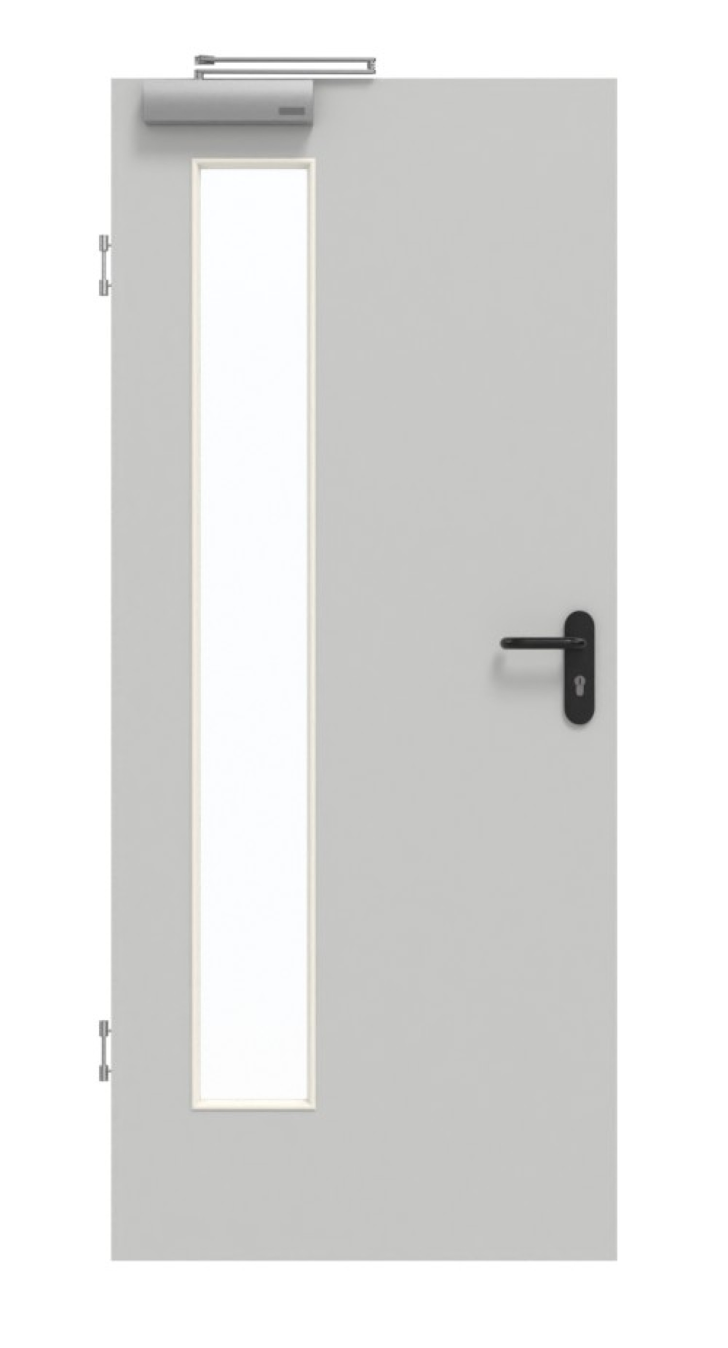 GARANT Rauchschutztür D92-60 Dove Grey Resopal mit Lichtausschnitt LA-4 bandseitig